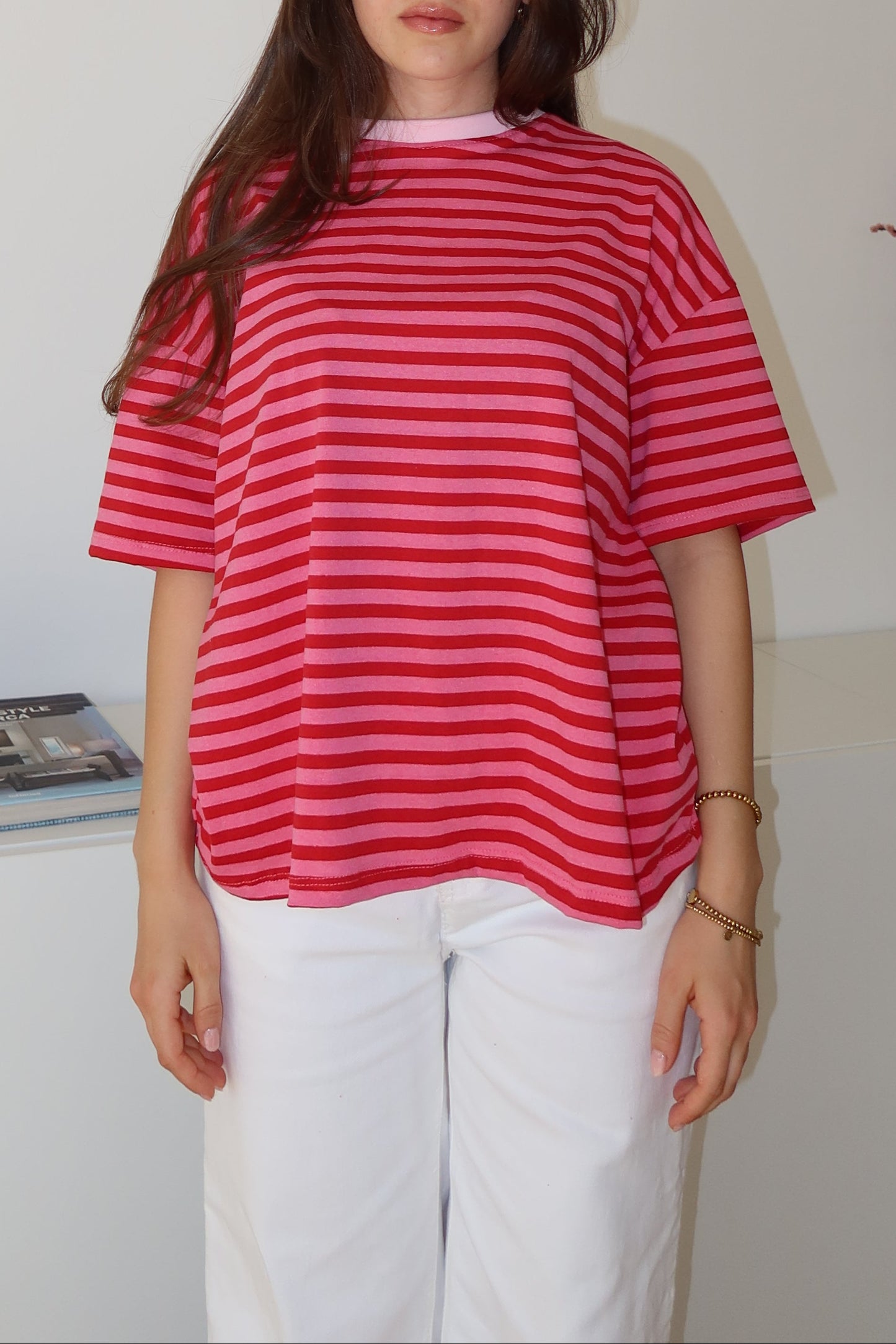striped oversized t-shirt • Pink/Blossom