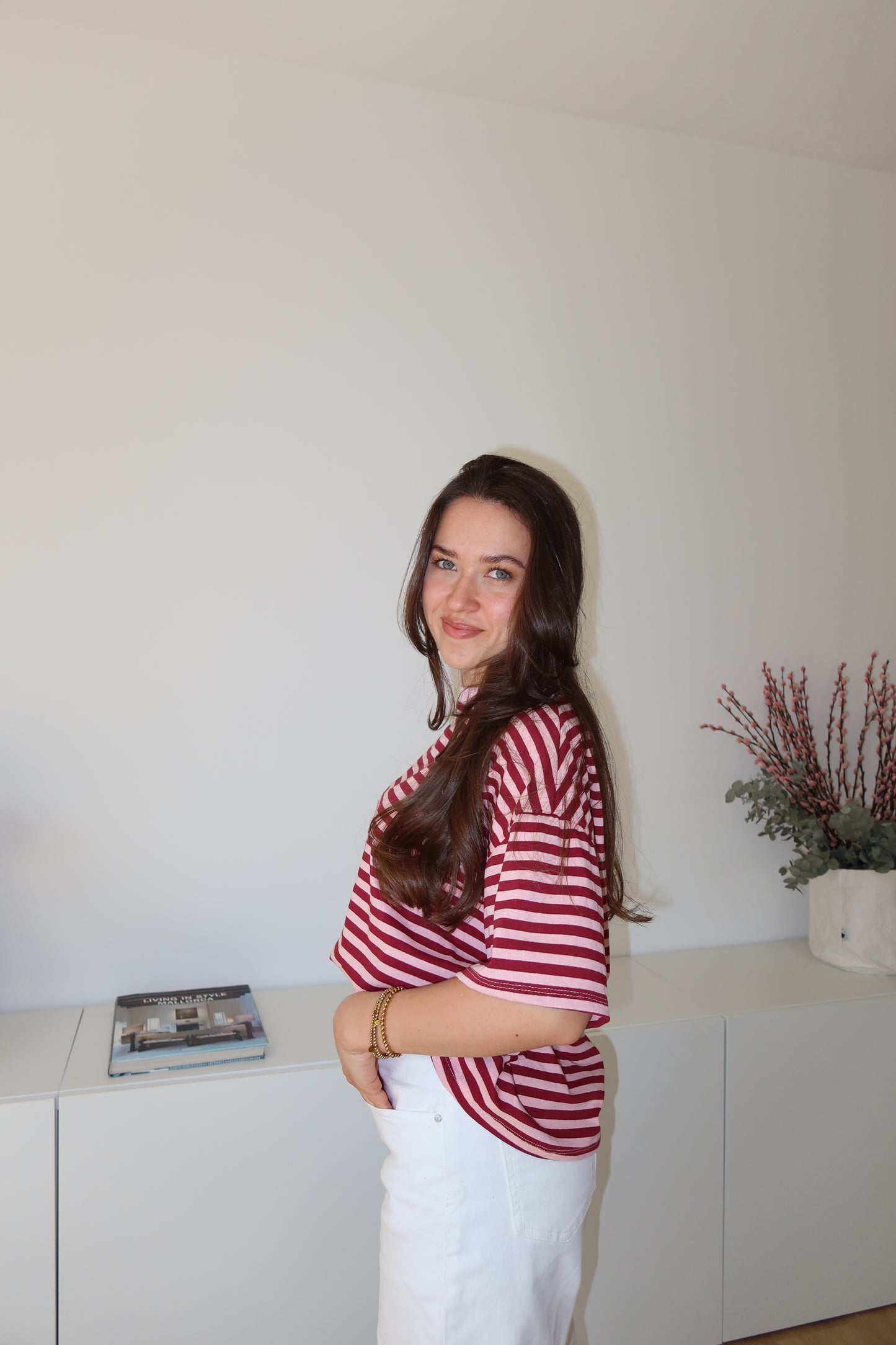 striped oversized t-shirt • Burgundy/Blossom