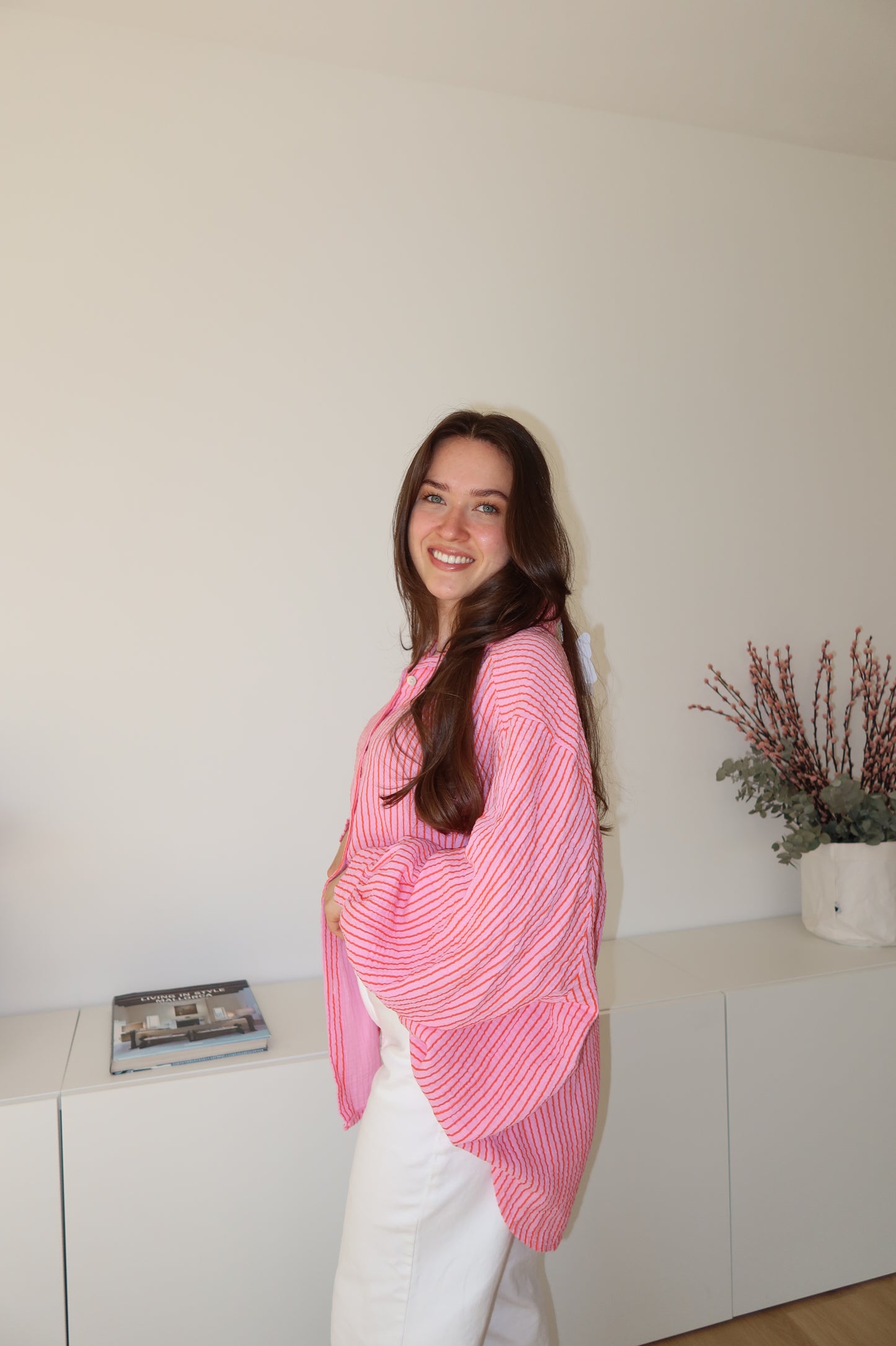 Musselin Bluse Stripe- Pink