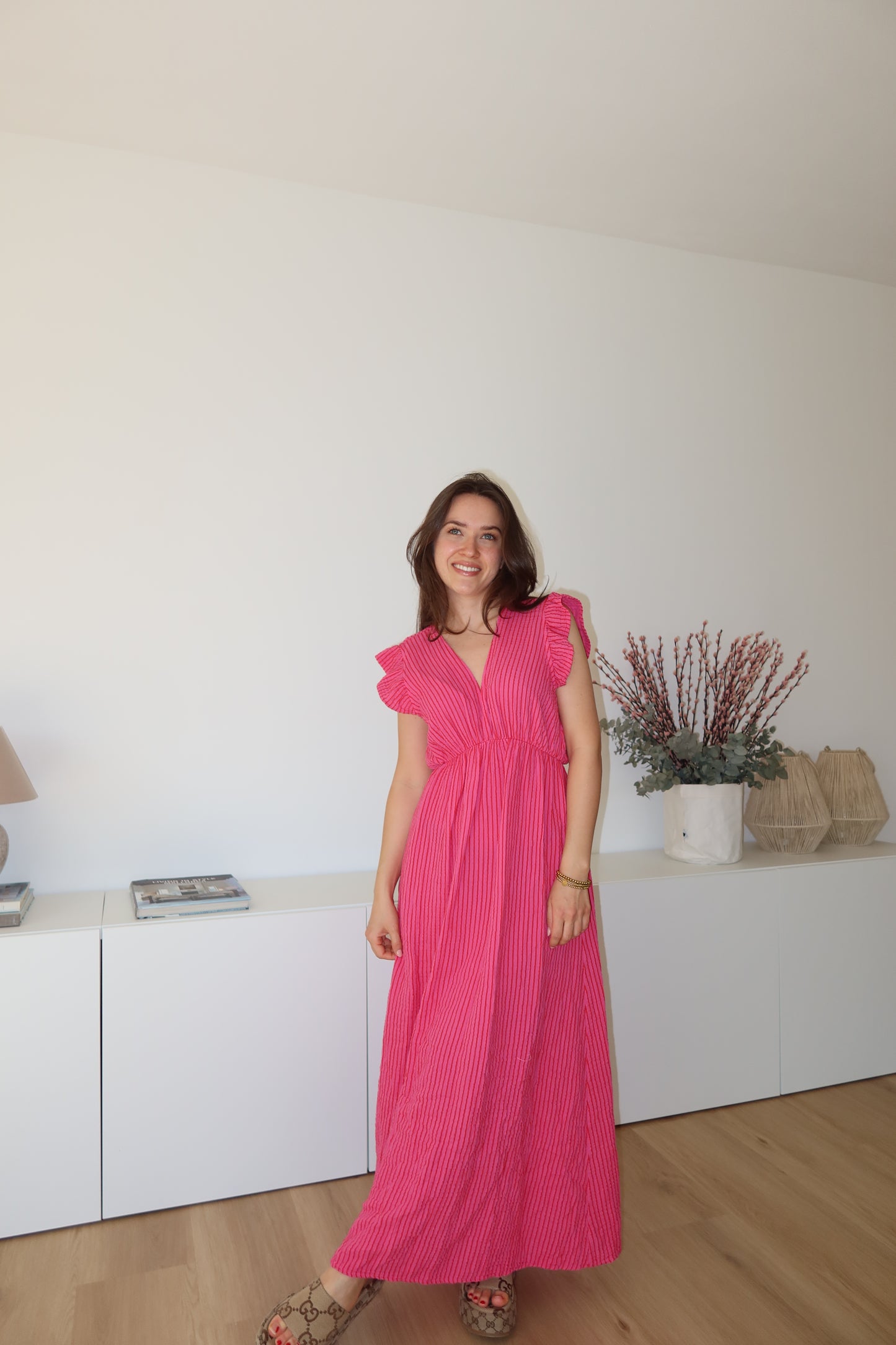 Musselin Maxikleid - Pink