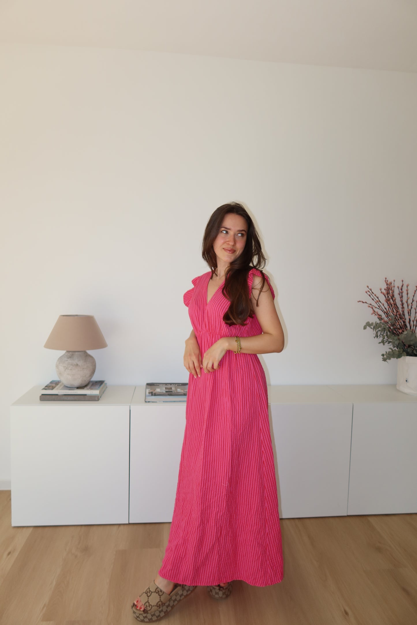 Musselin Maxikleid - Pink