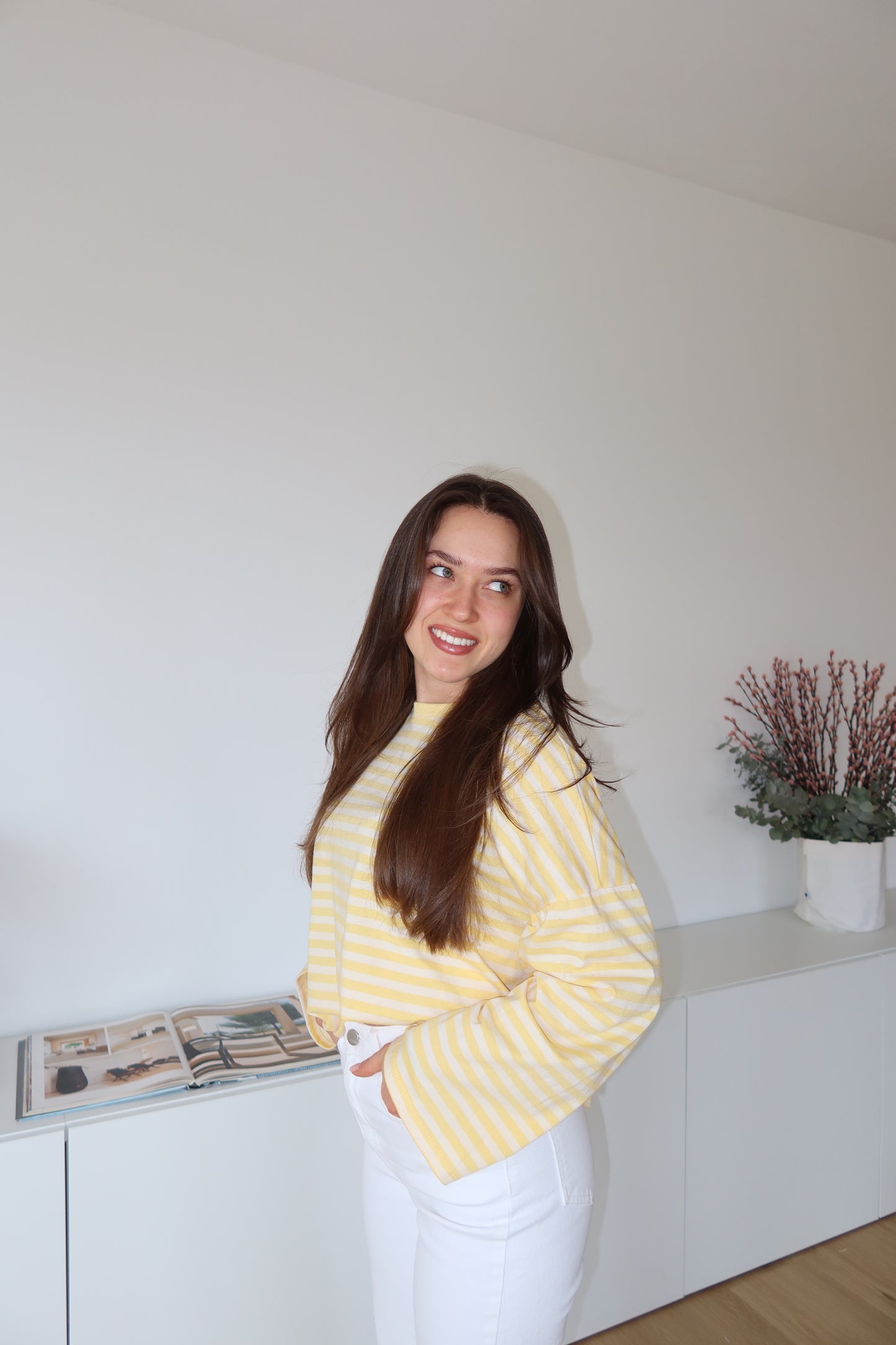 oversized striped long sleeve • Yellow