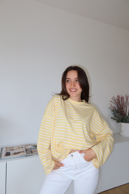 oversized striped long sleeve • Yellow