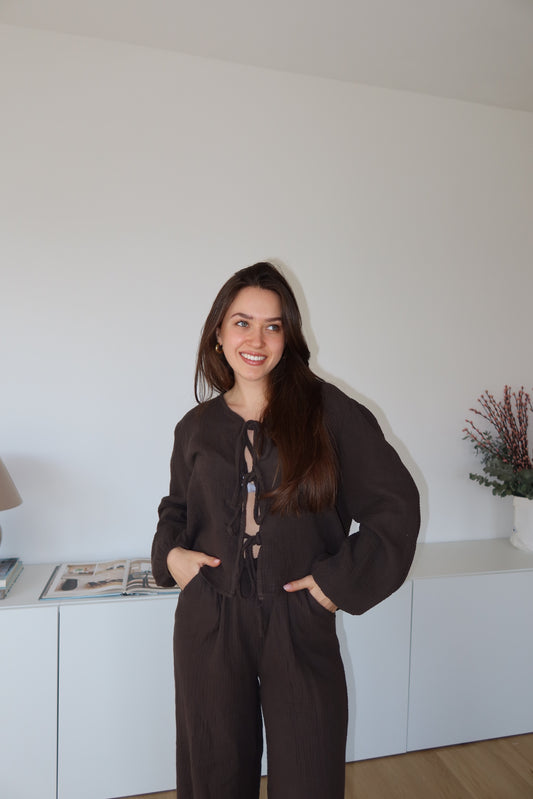 Musselin Bluse - Braun