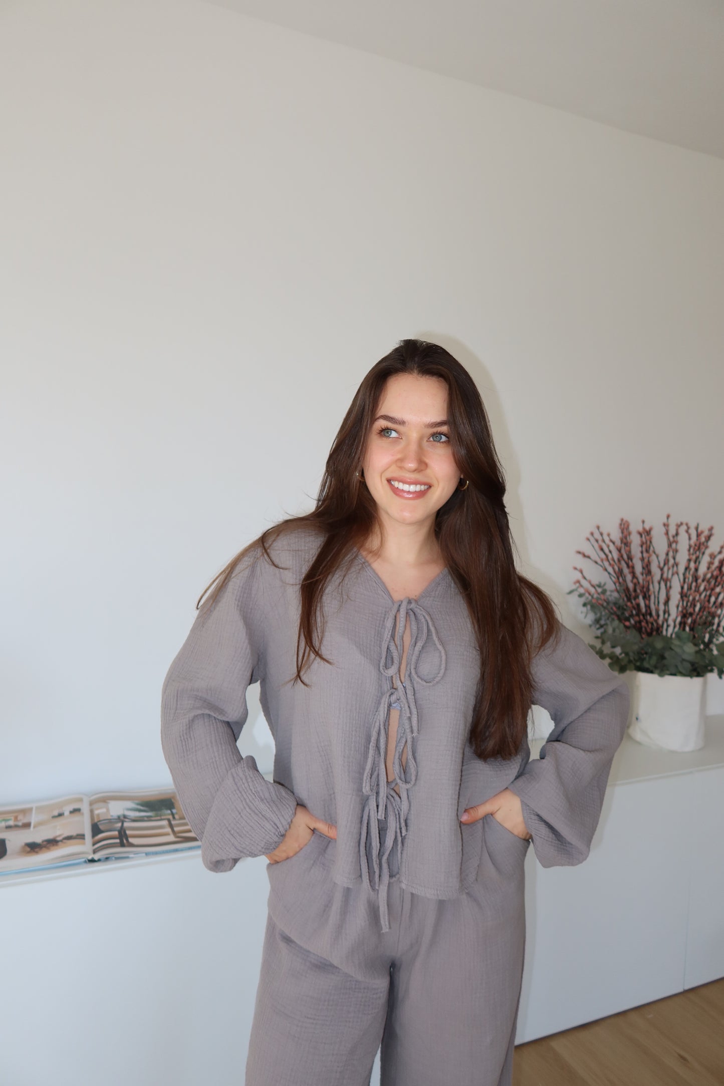 Musselin Bluse - Taupe