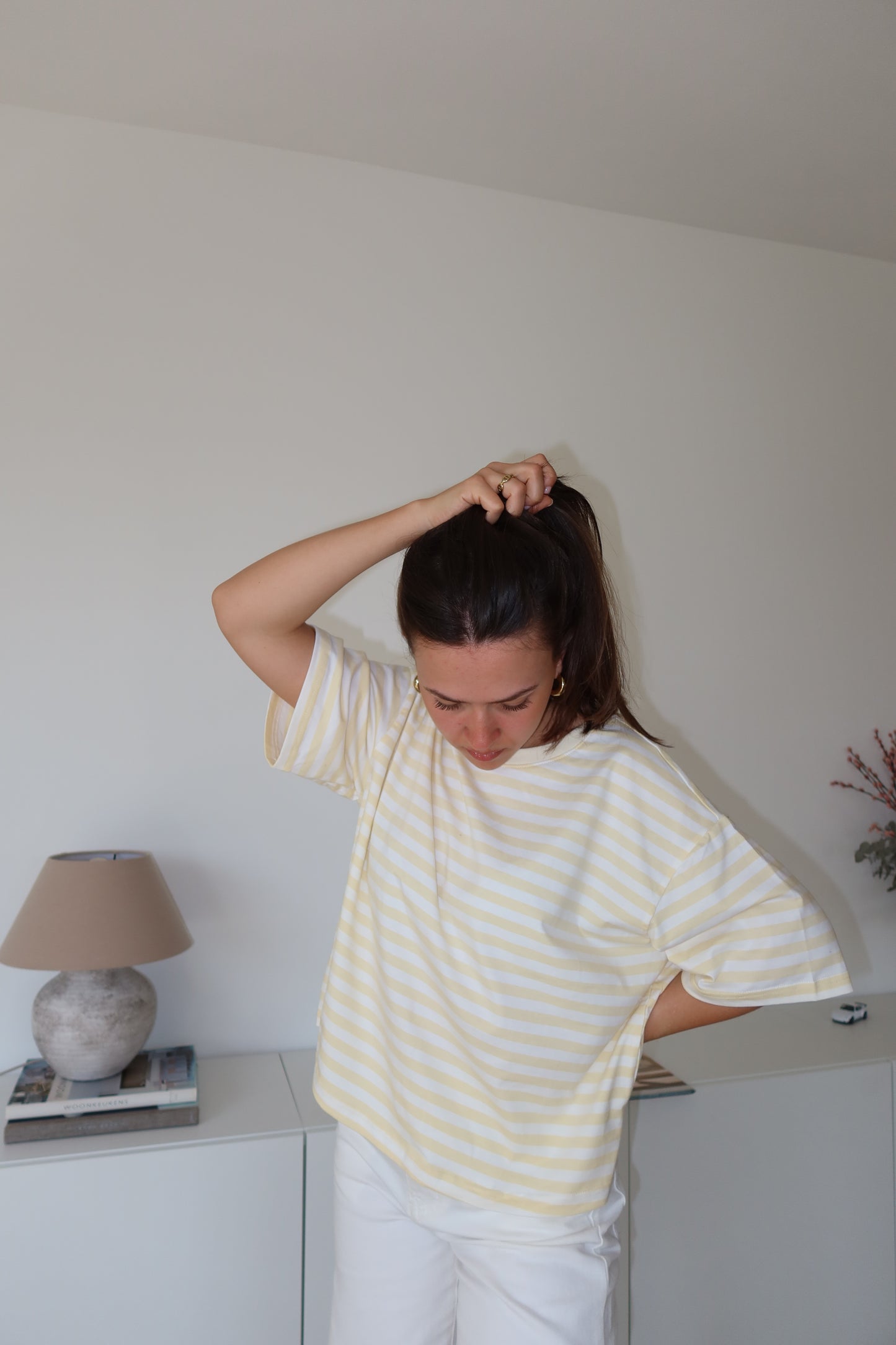 striped oversized t-shirt • Yellow/ White