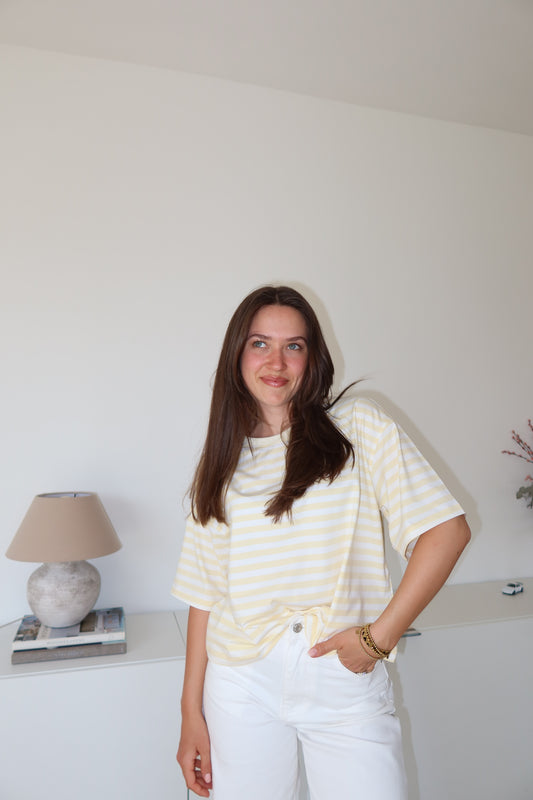 striped oversized t-shirt • Yellow/ White