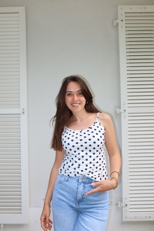 Top Polka Dot •White