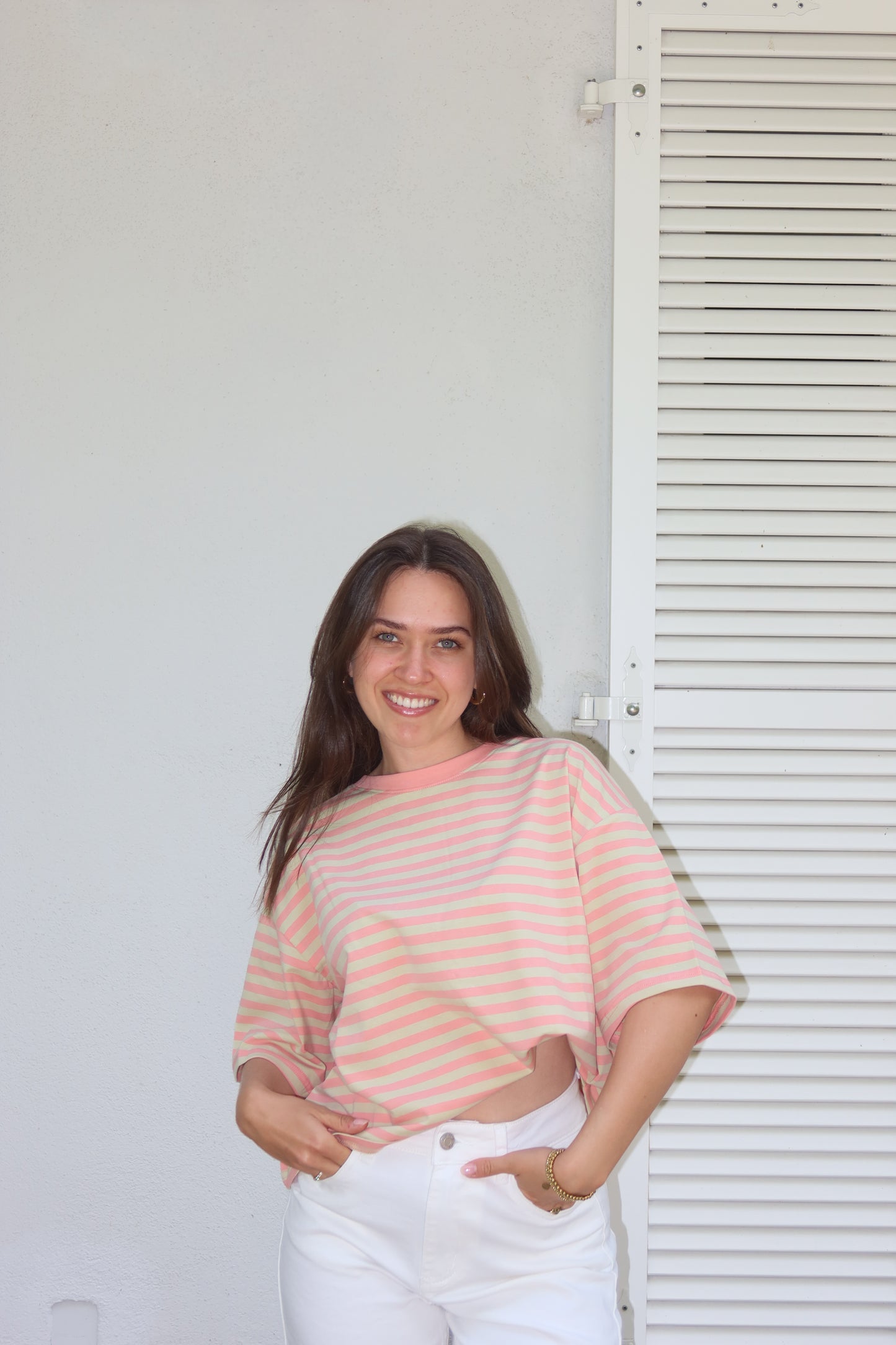 striped oversized t-shirt • Peach/Matcha -SUPER SALE- VOM UMTAUSCH AUSGESCHLOSSEN-
