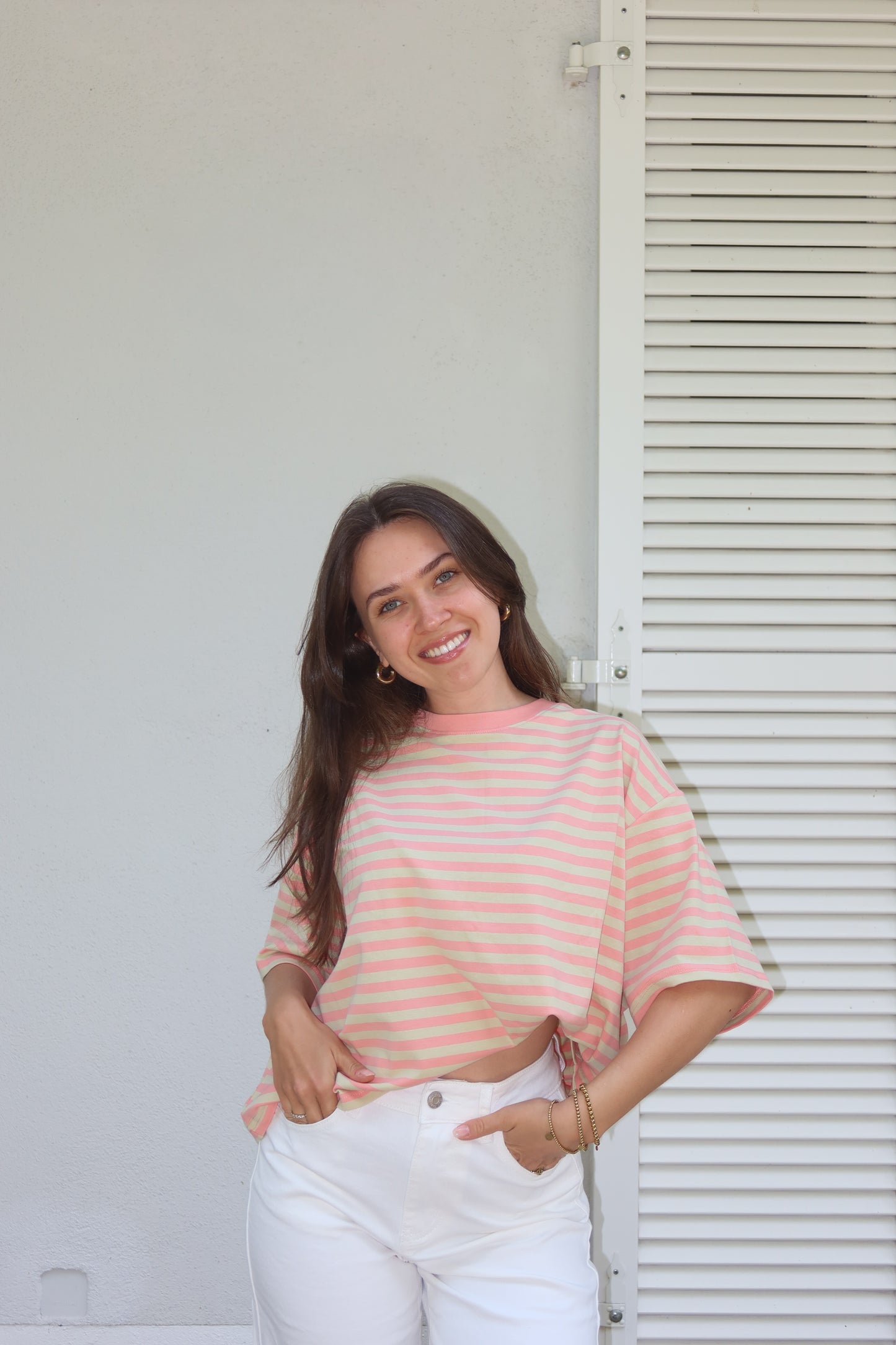 striped oversized t-shirt • Peach/Matcha -SUPER SALE- VOM UMTAUSCH AUSGESCHLOSSEN-