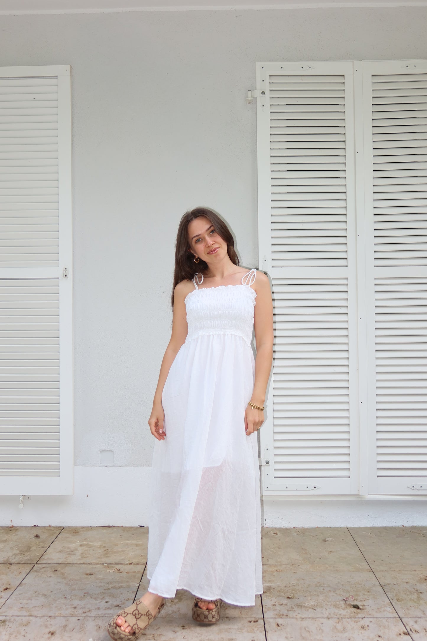Maxikleid light cotton-White -SUPER SALE- VOM UMTAUSCH AUSGESCHLOSSEN-