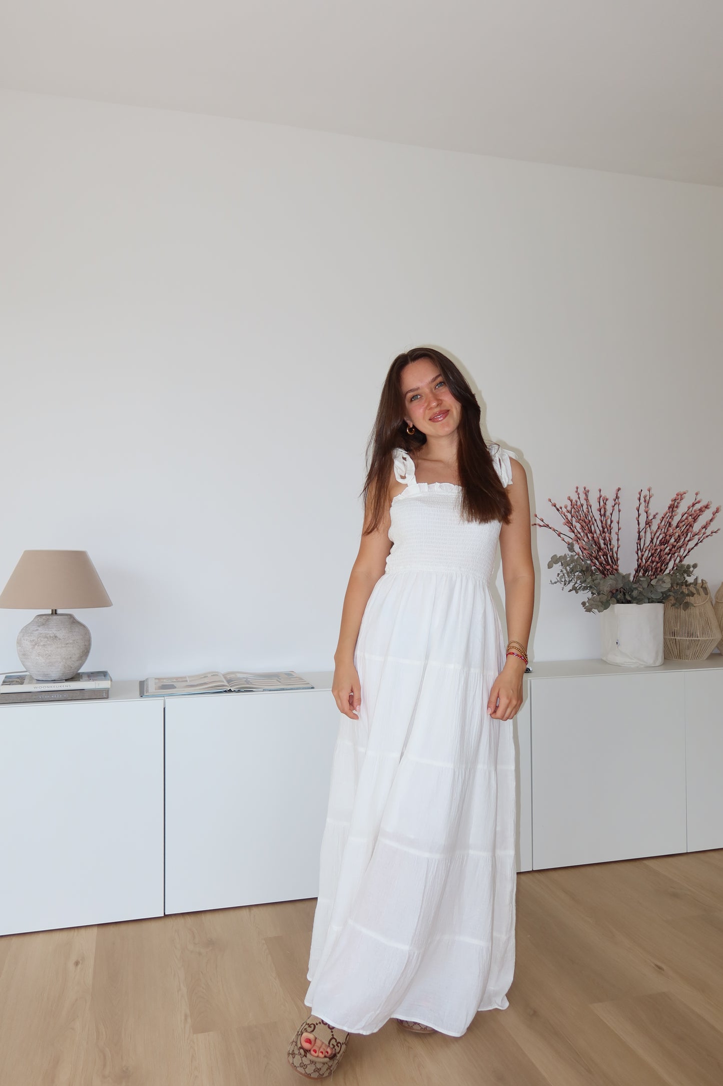 Musselin Maxikleid - White