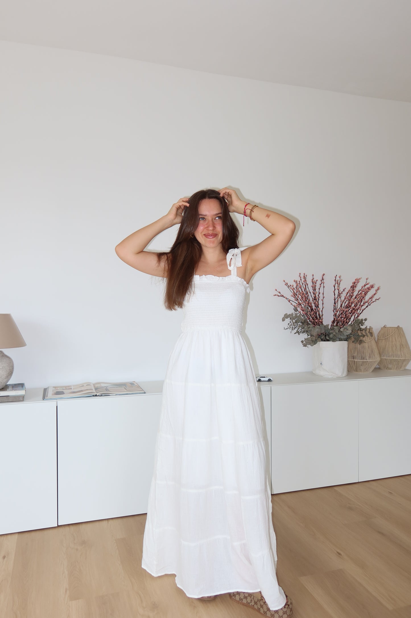 Musselin Maxikleid - White