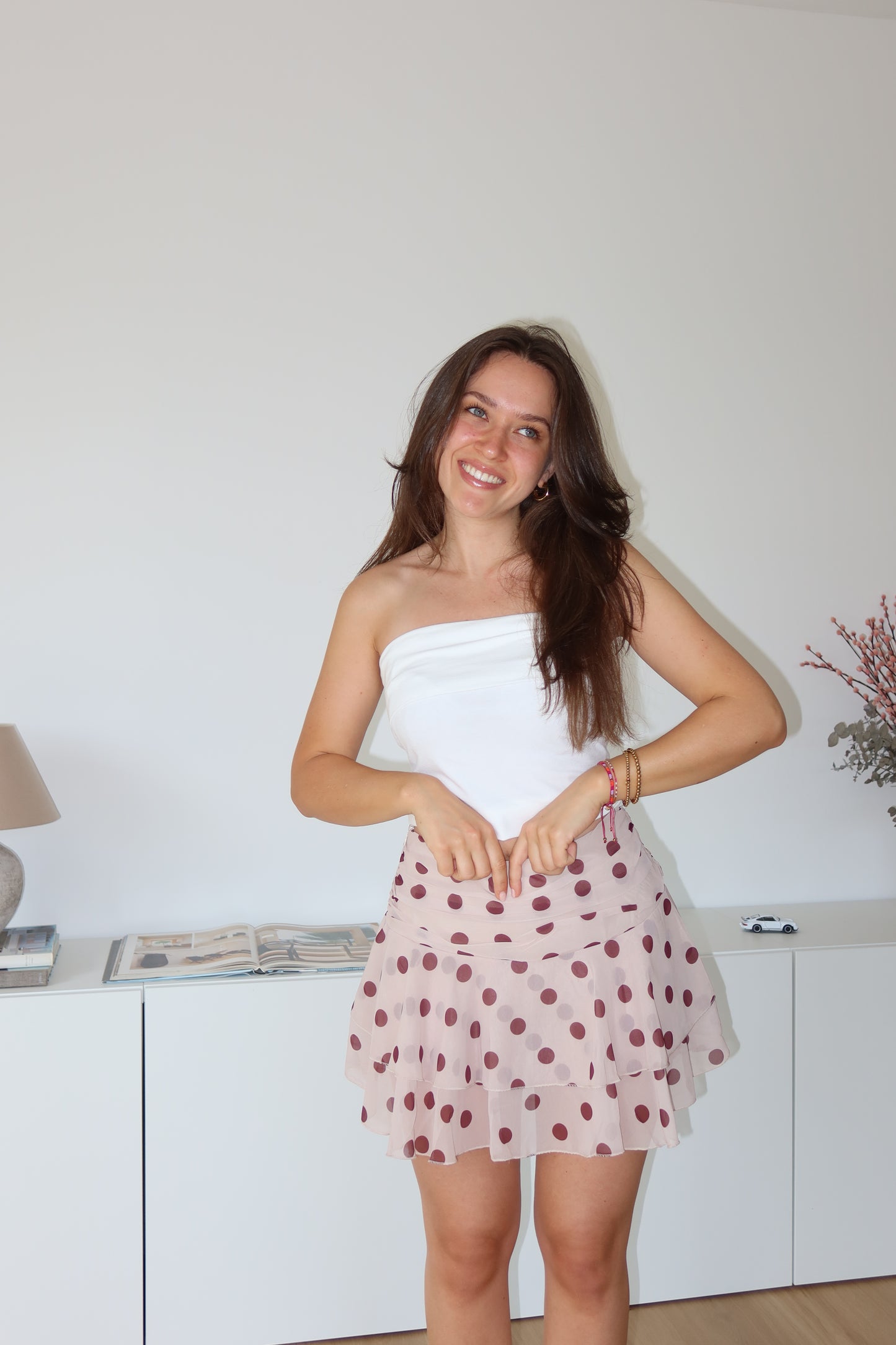 Polka dot Skort - Beige/Coffee