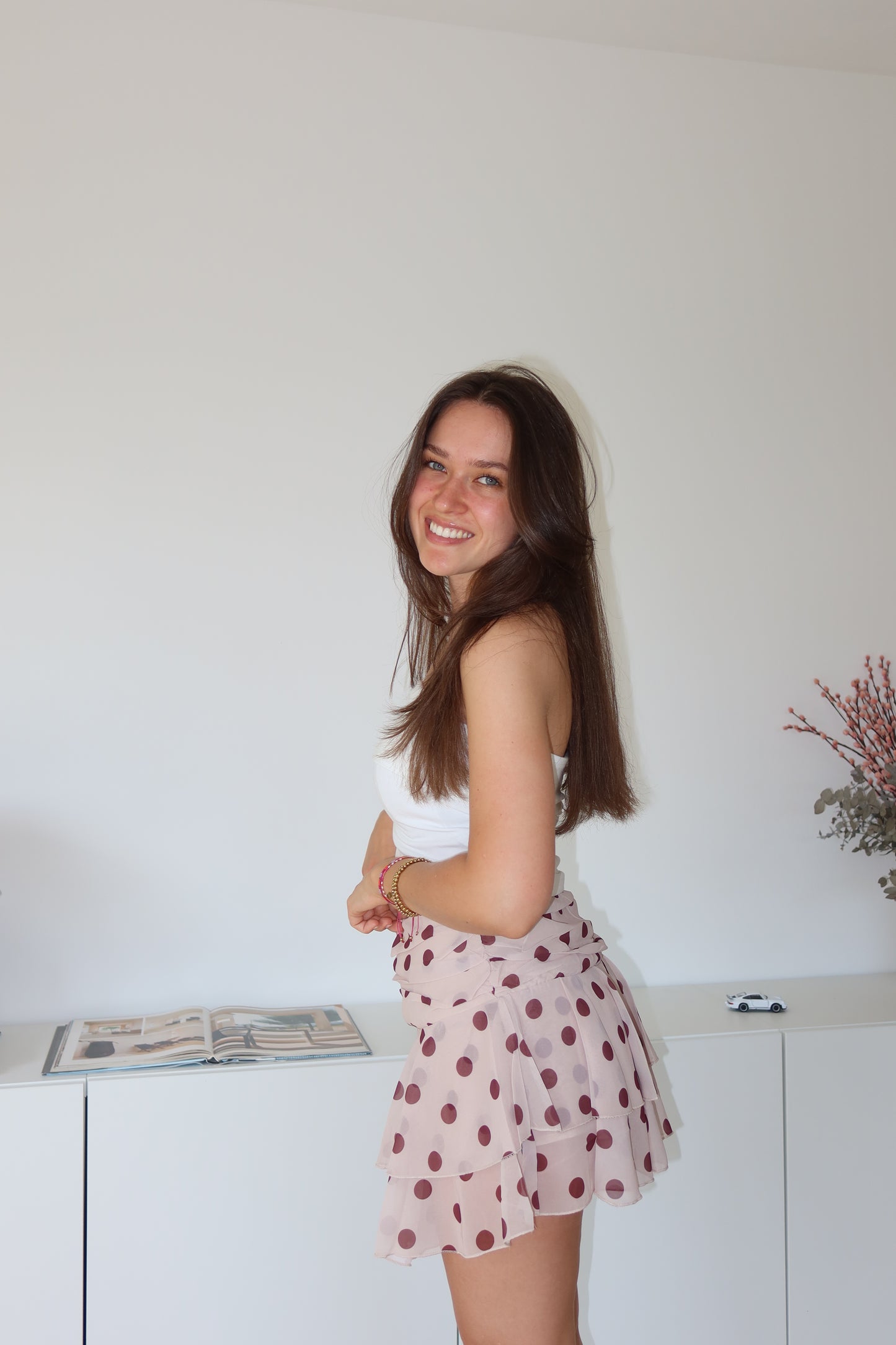 Polka dot Skort - Beige/Coffee