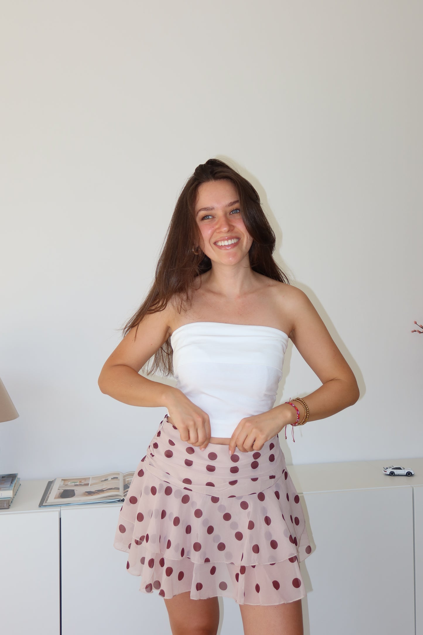 Polka dot Skort - Beige/Coffee