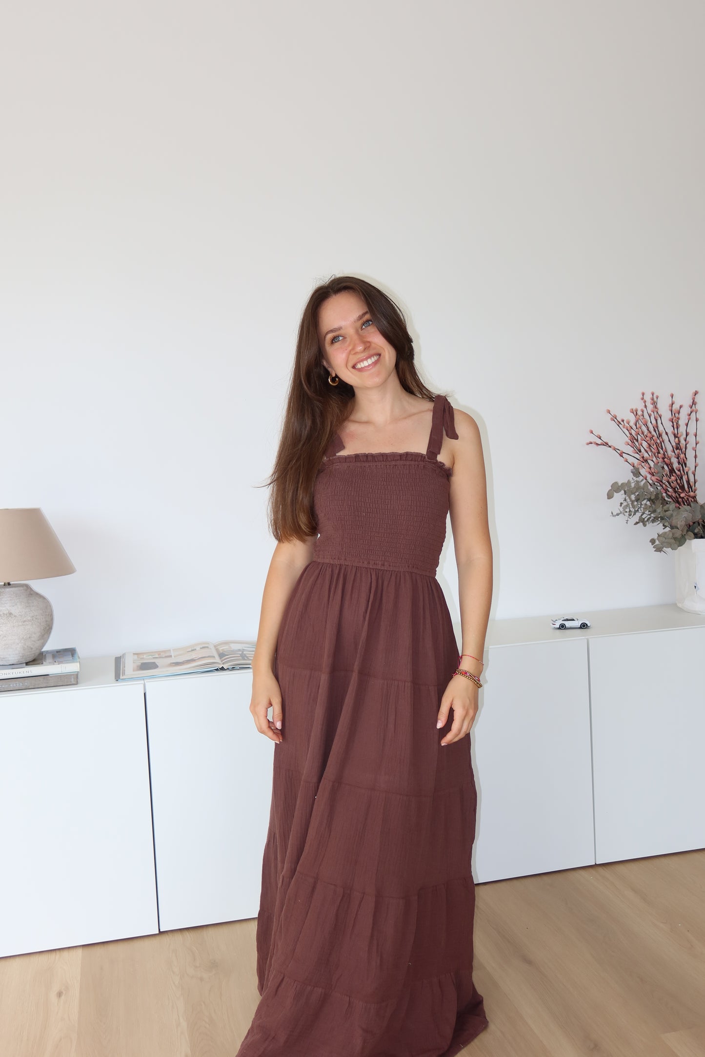 Musselin Maxikleid - Brown -SUPER SALE- VOM UMTAUSCH AUSGESCHLOSSEN-