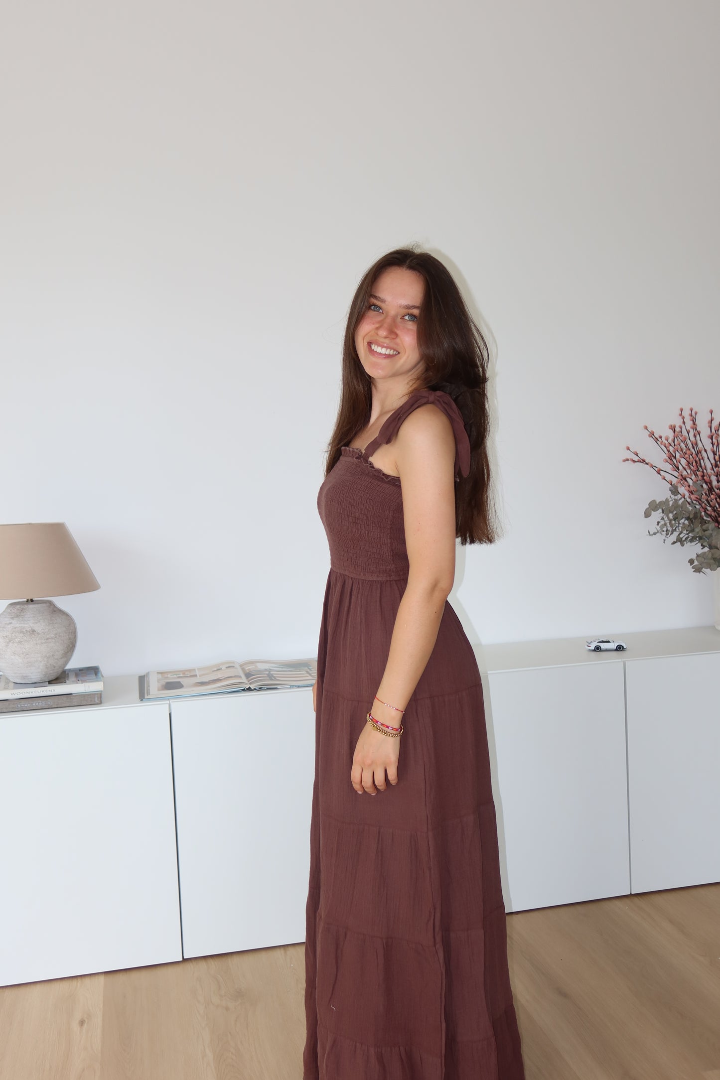 Musselin Maxikleid - Brown -SUPER SALE- VOM UMTAUSCH AUSGESCHLOSSEN-