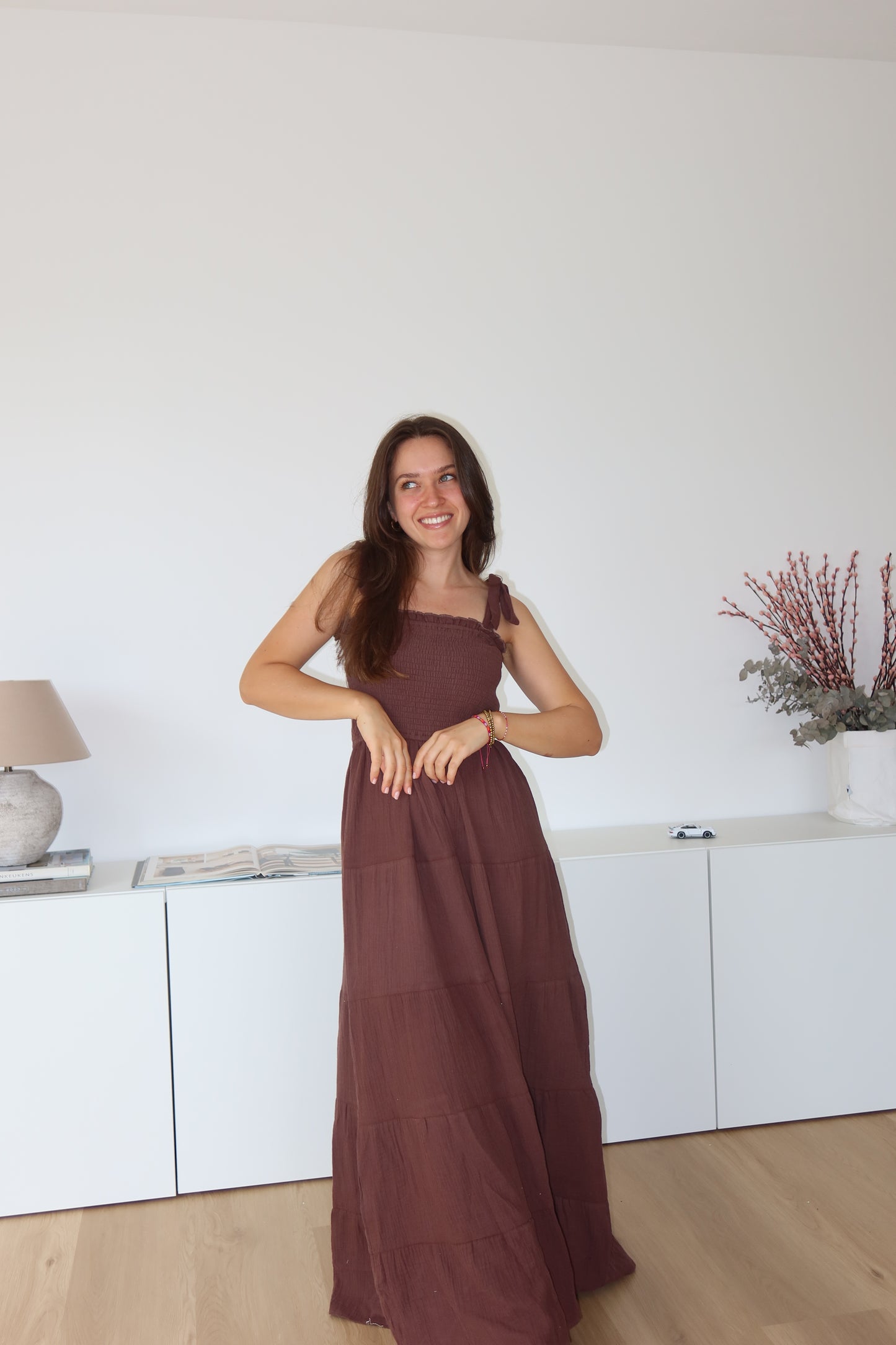 Musselin Maxikleid - Brown -SUPER SALE- VOM UMTAUSCH AUSGESCHLOSSEN-