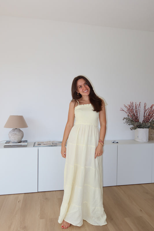 Musselin Maxikleid - Yellow