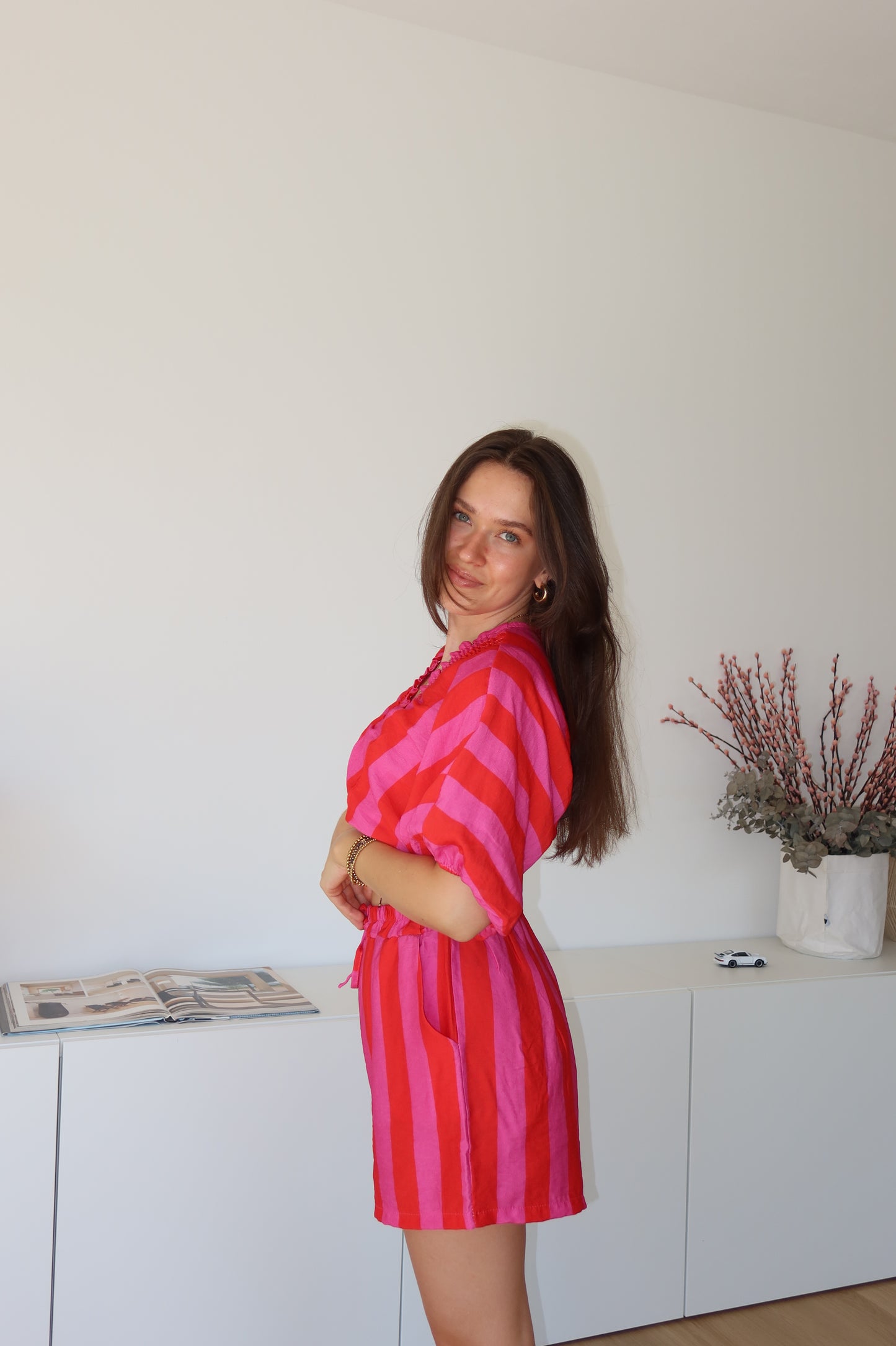 Striped Shirt Cotton - Pink/Red