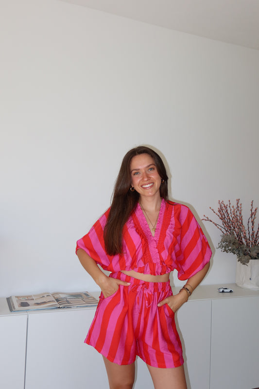 Striped Shirt Cotton - Pink/Red