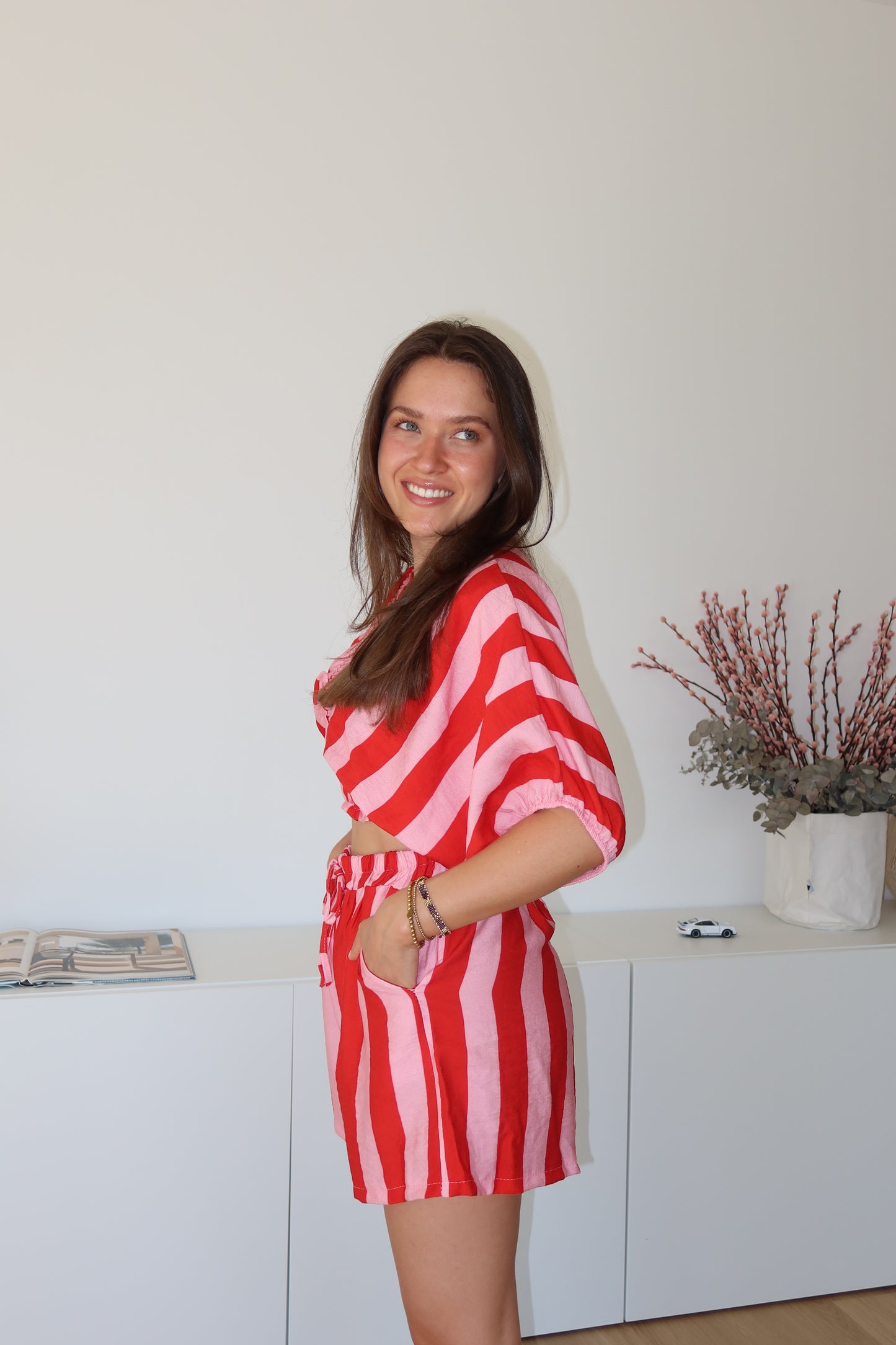 Striped Shirt Cotton - Blossom/Red