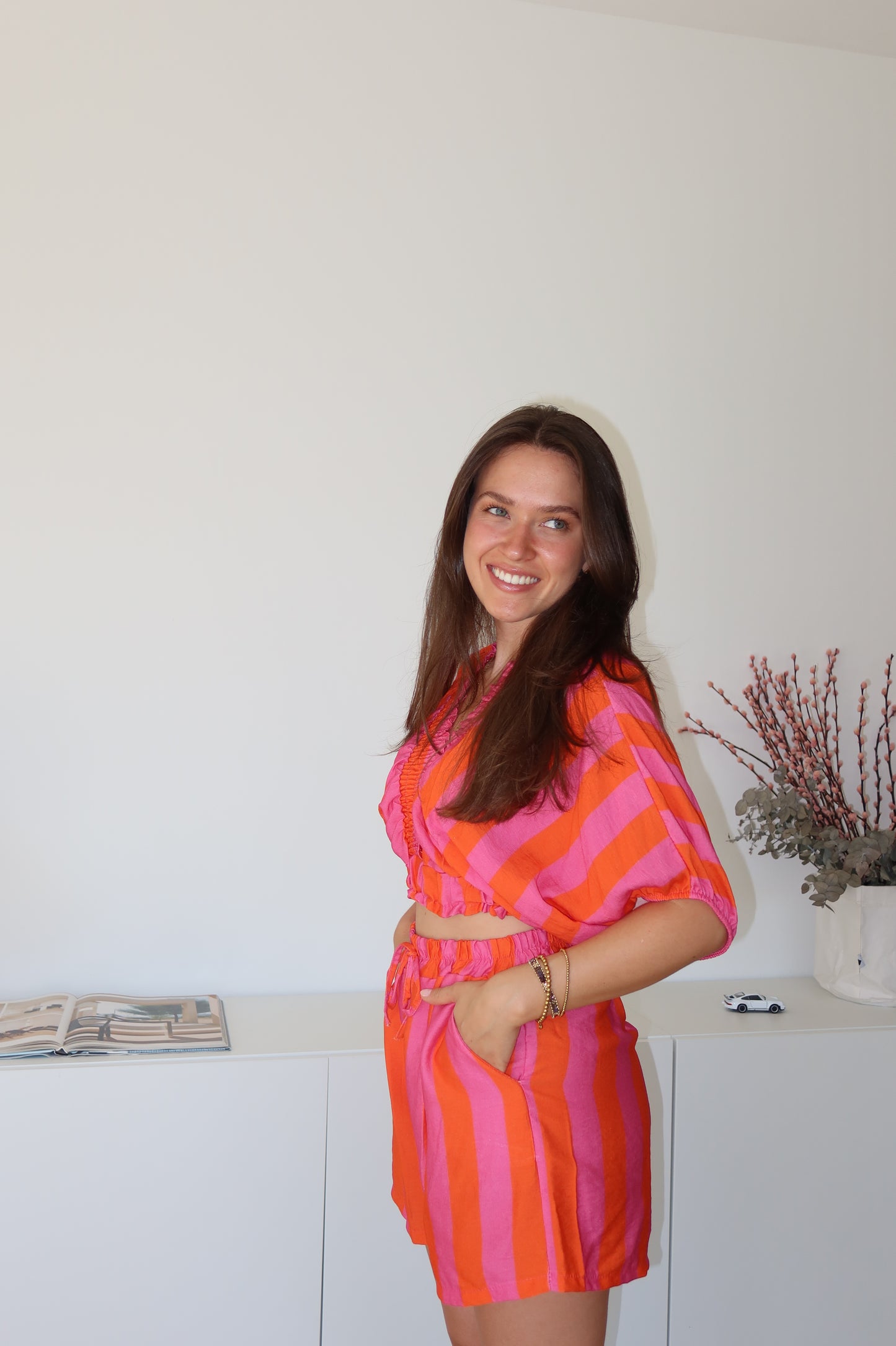 Striped Shirt Cotton - Pink/Orange