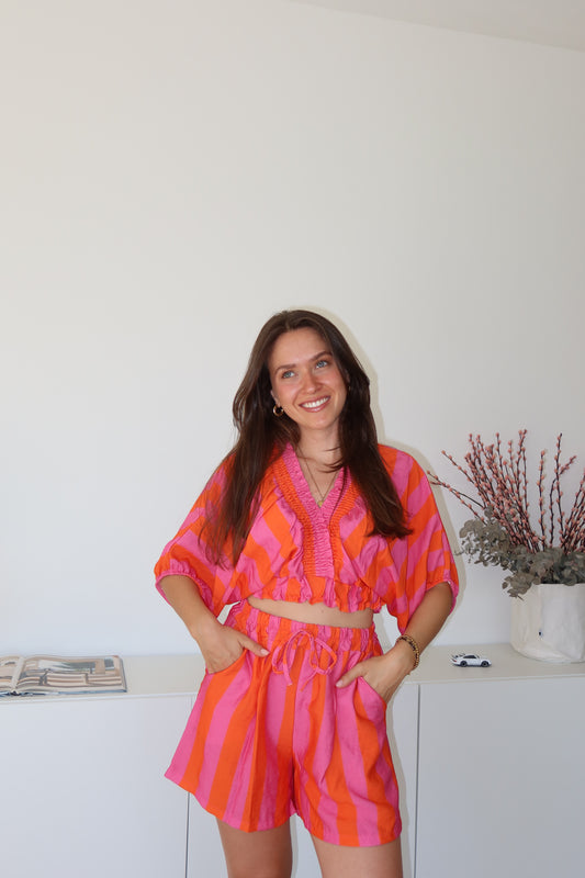 Striped Shirt Cotton - Pink/Orange