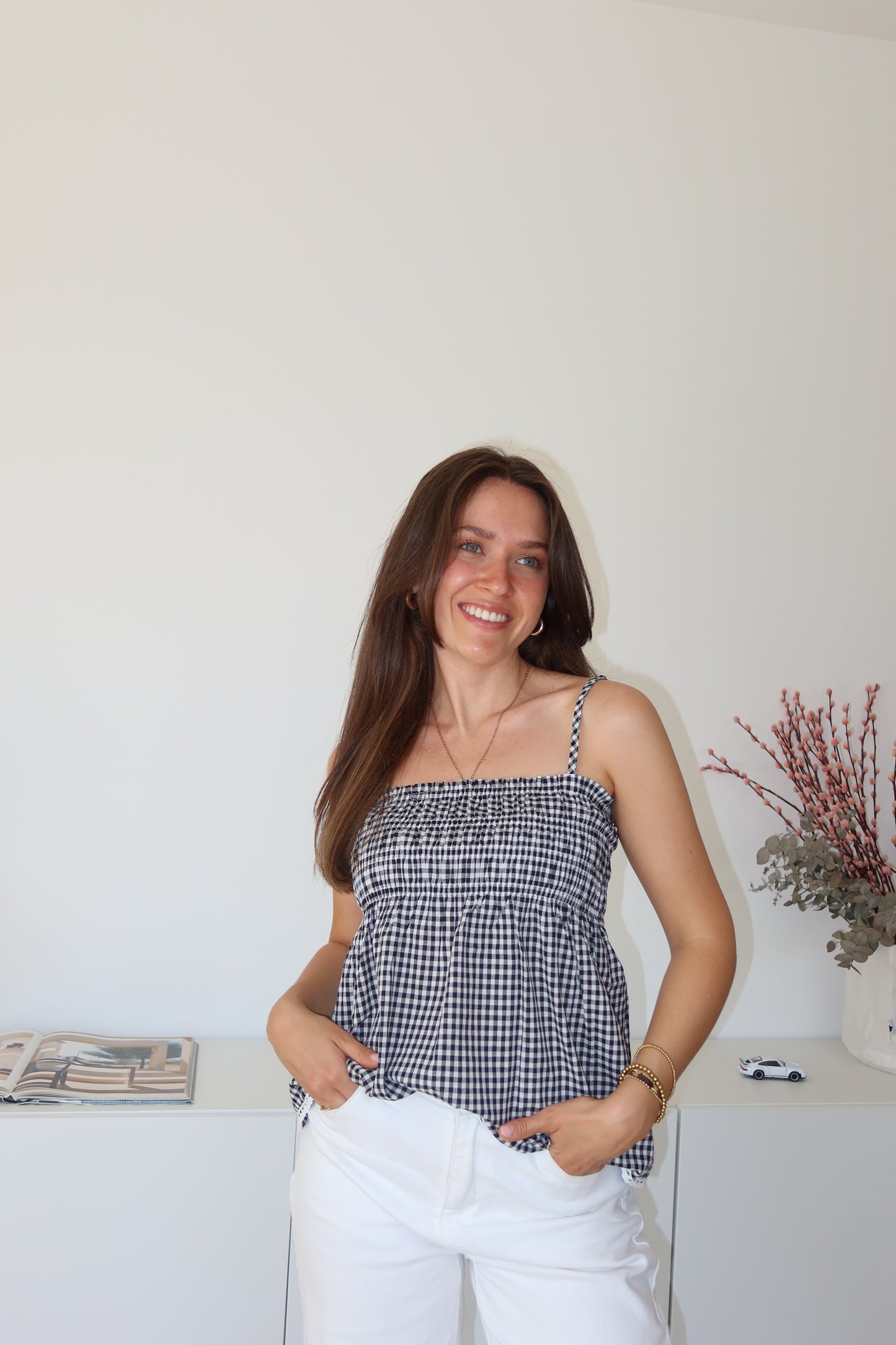 Kariertes Top - black