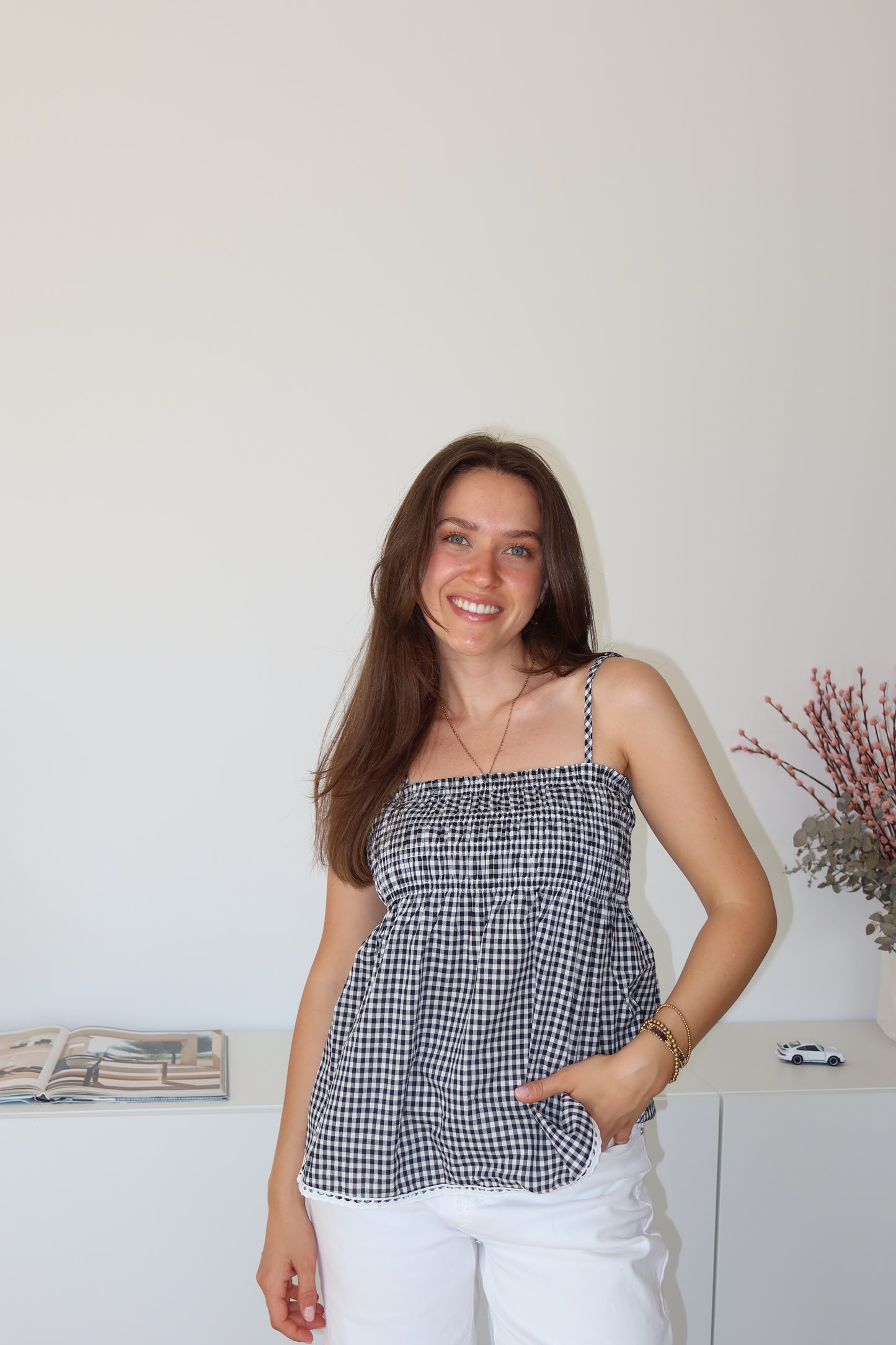 Kariertes Top - black