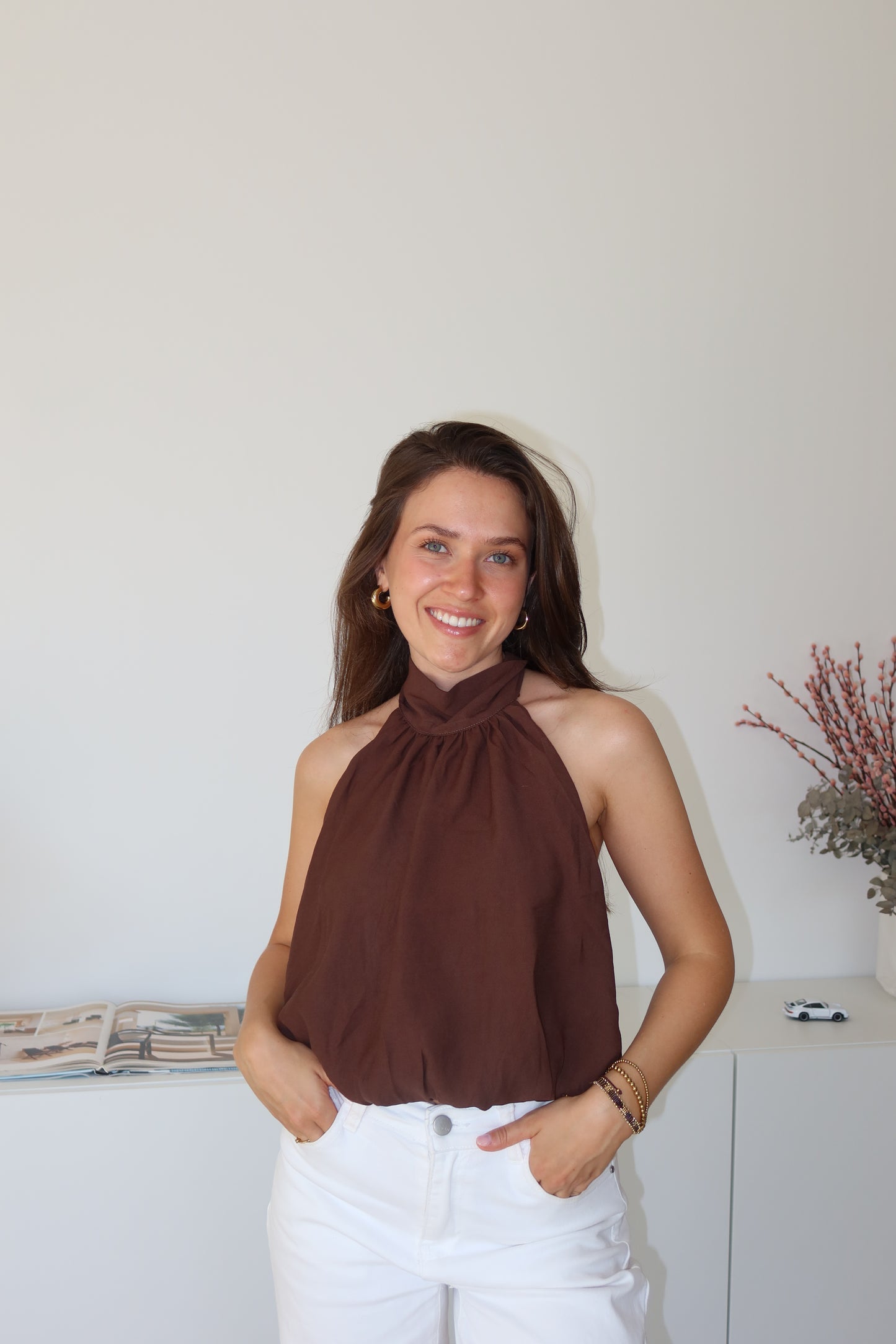 Neckholder Top - Brown