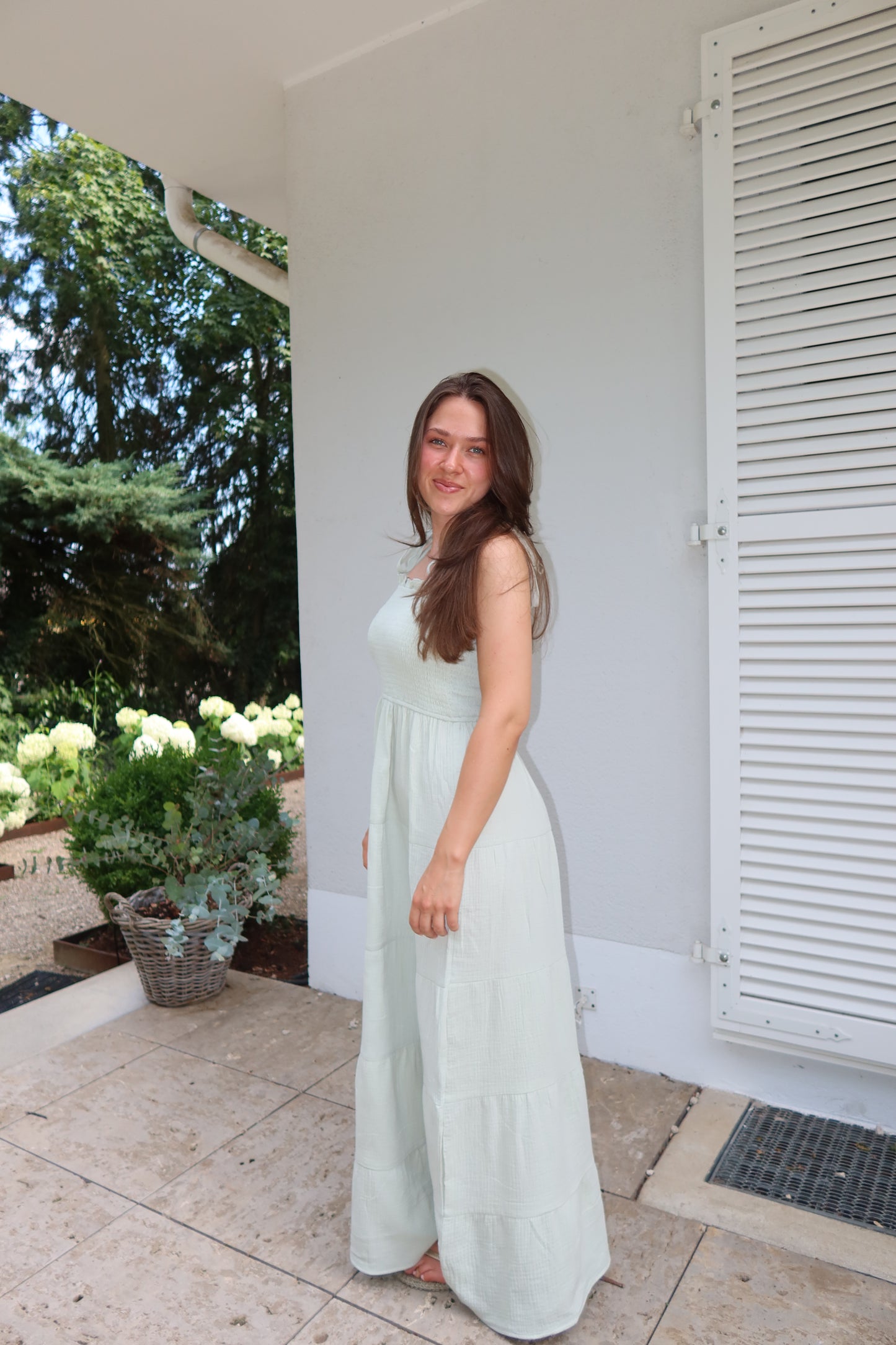 Musselin Maxikleid - Green