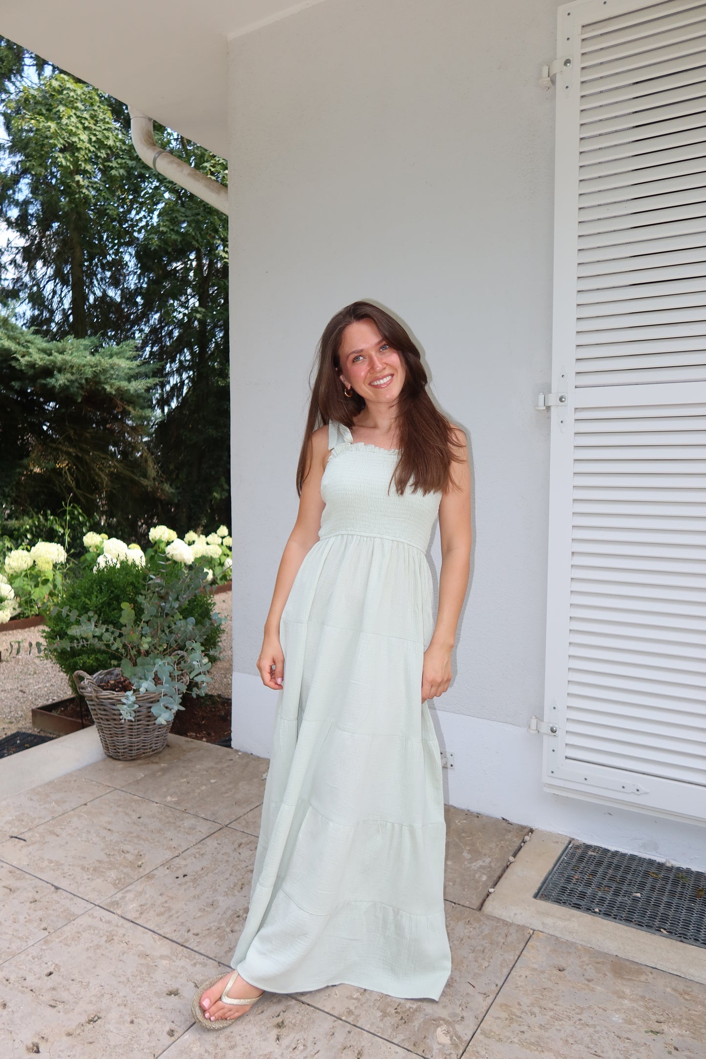Musselin Maxikleid - Green