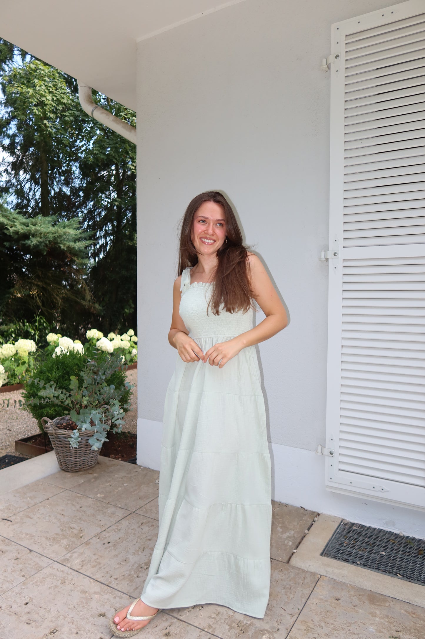 Musselin Maxikleid - Green