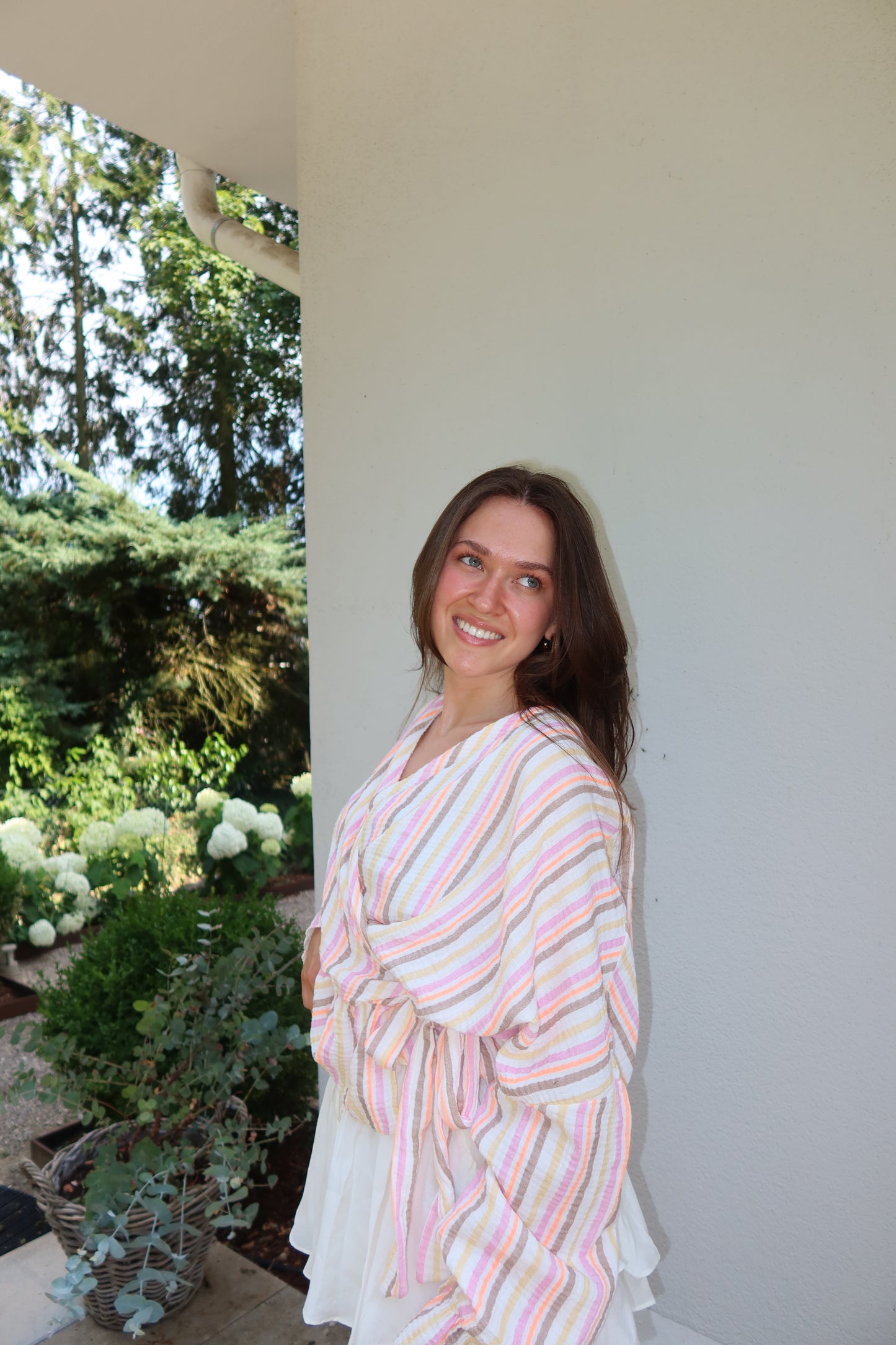 Musselin Bluse Bow - Bunt