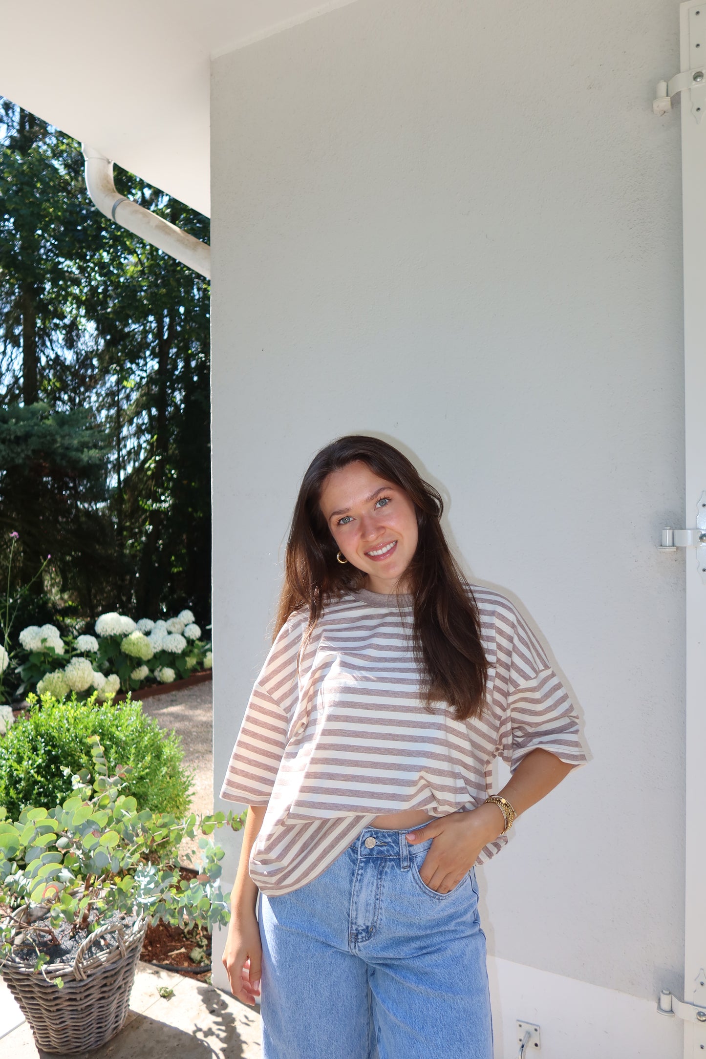 T-Shirt Stripe Oversize - Beige