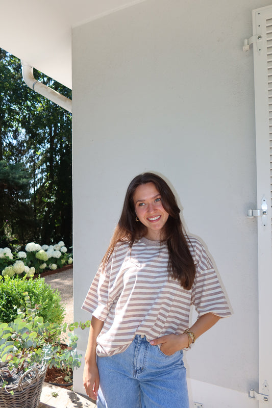 T-Shirt Stripe Oversize - Beige