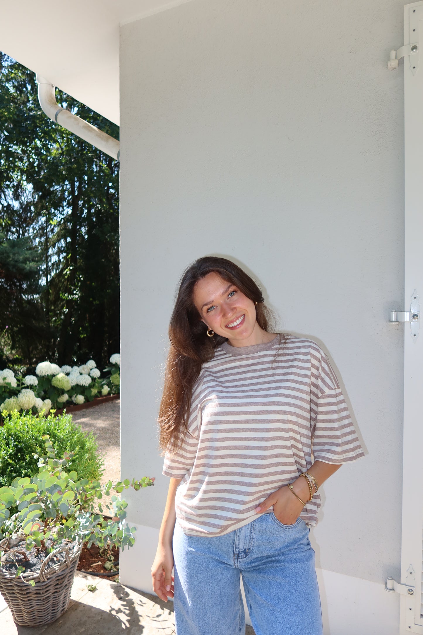 T-Shirt Stripe Oversize - Beige