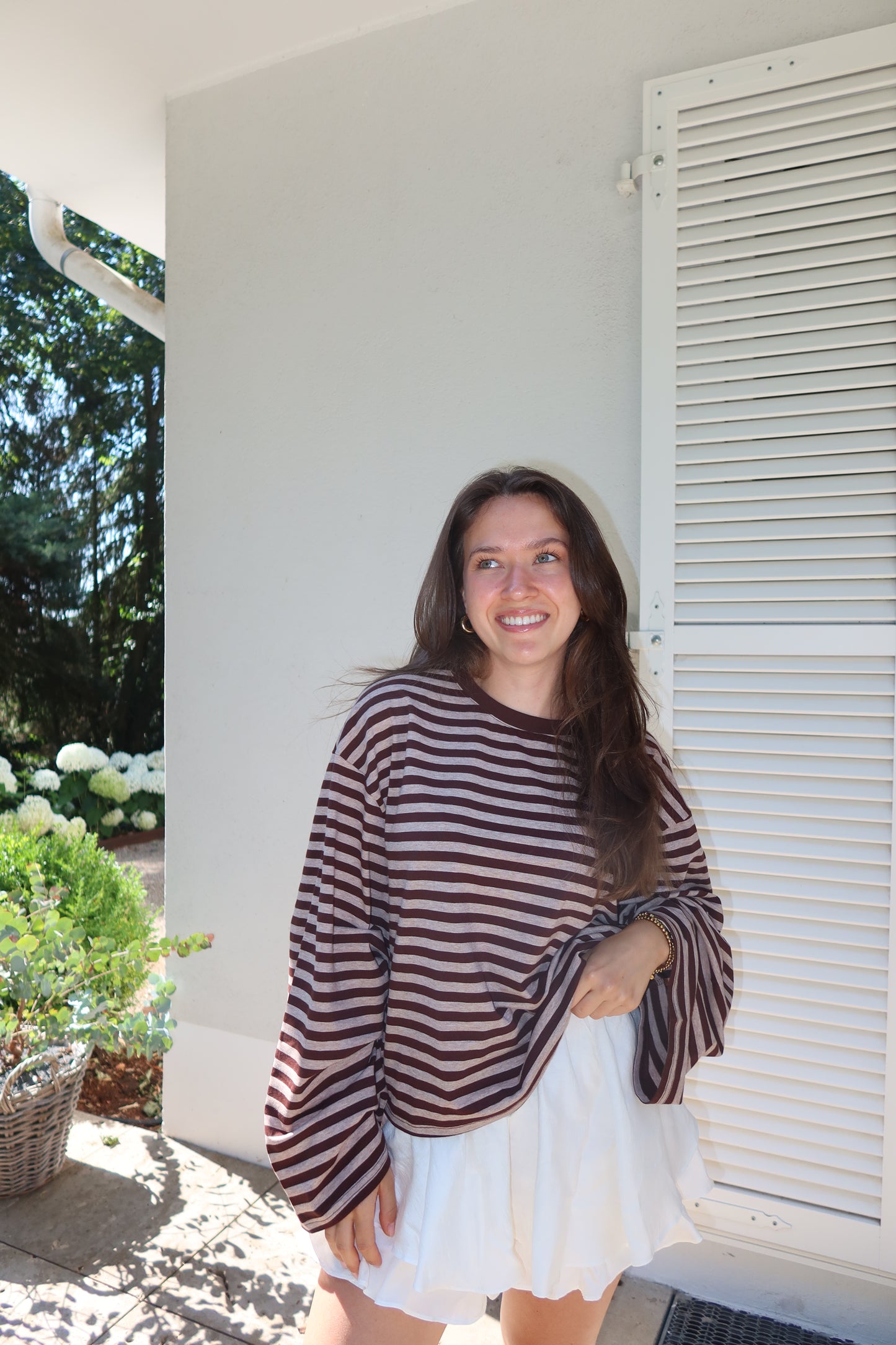 Longsleeve Stripe Oversize - Espresso