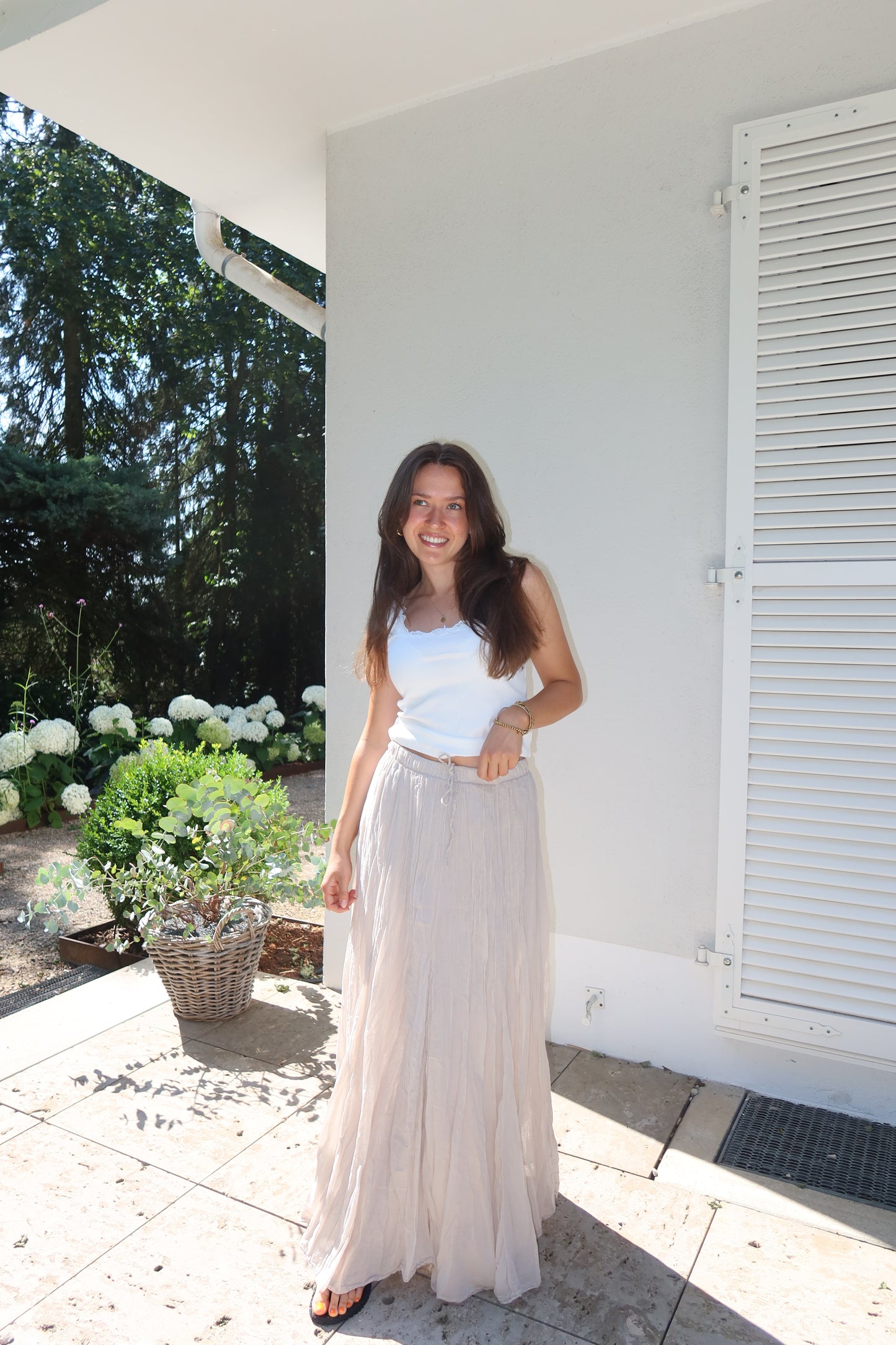 Maxi Skirt Crinkle- Beige