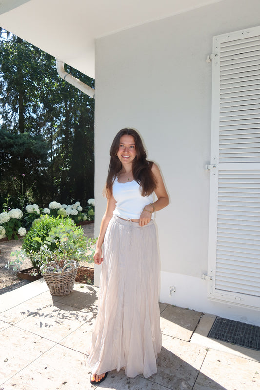Maxi Skirt Crinkle- Beige