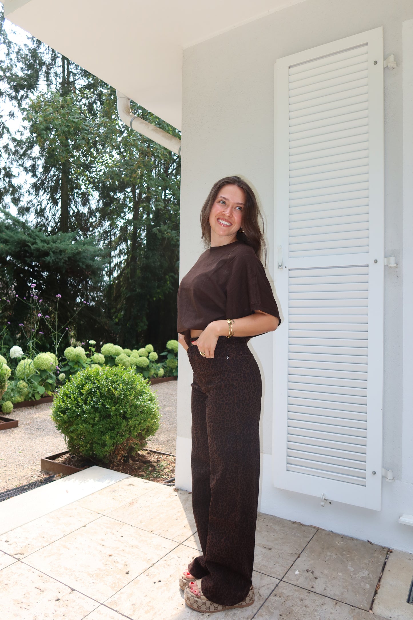 wide leg Jeans Leo  - Chocolate