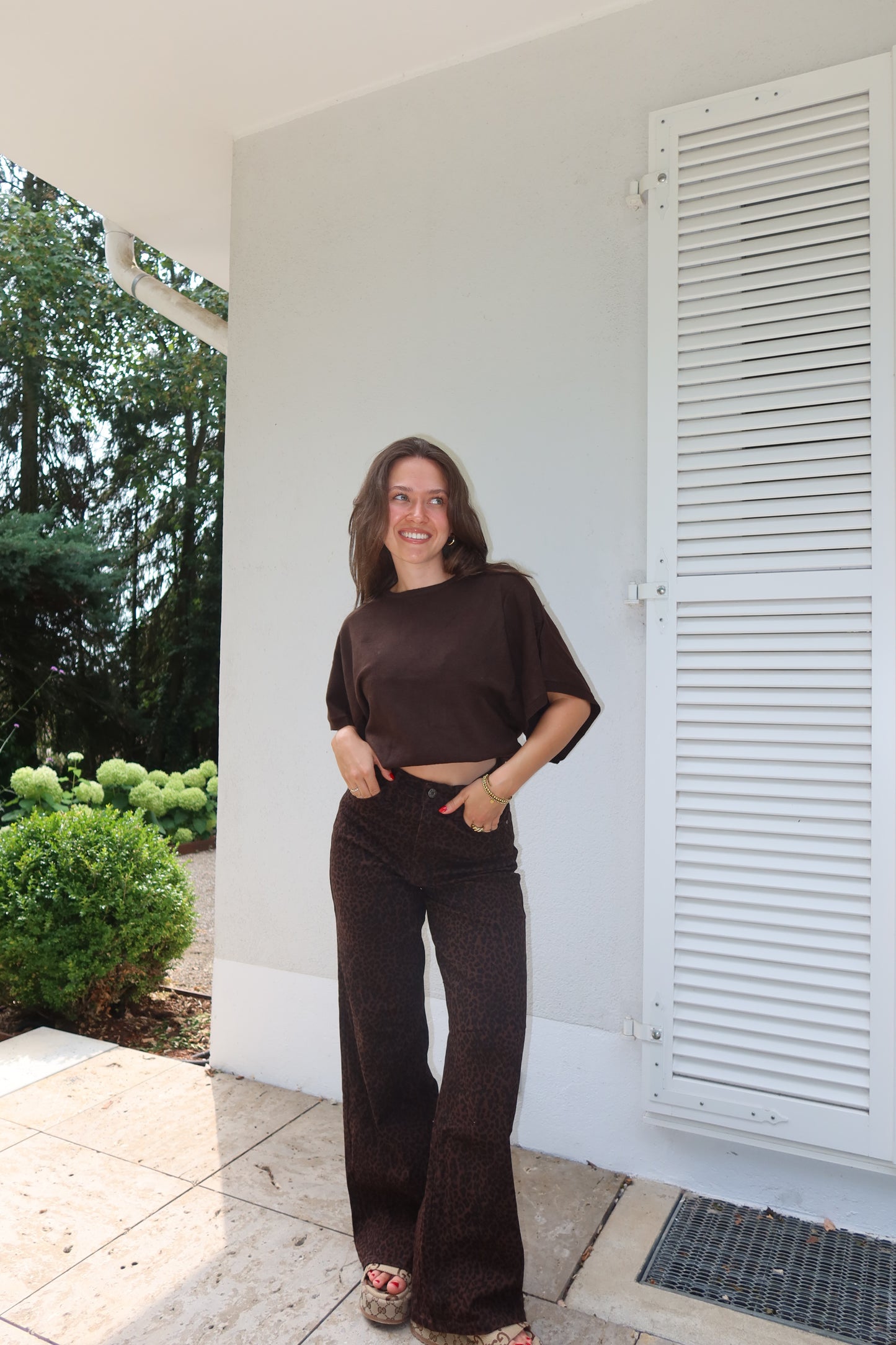 wide leg Jeans Leo  - Chocolate