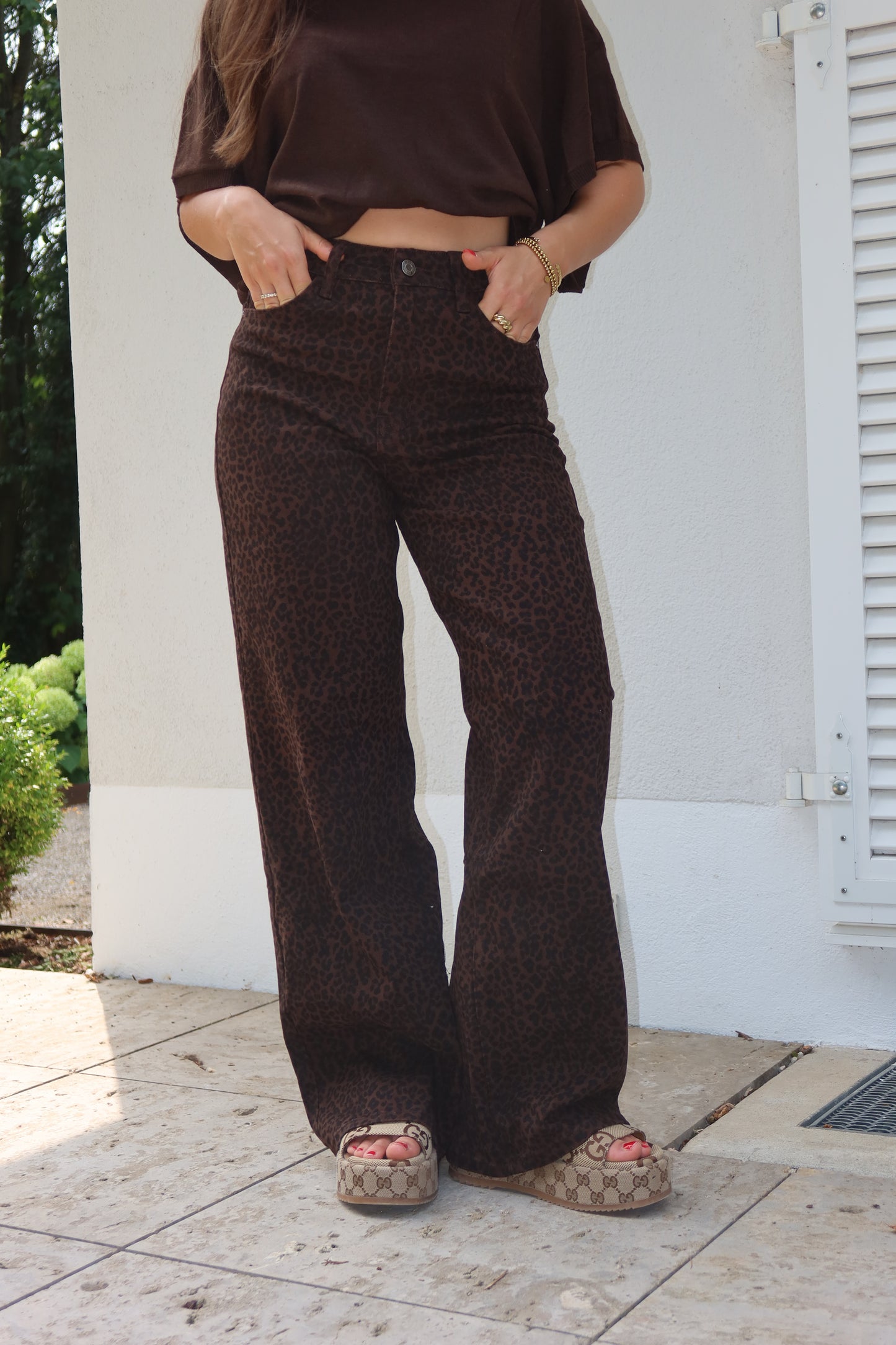 wide leg Jeans Leo  - Chocolate