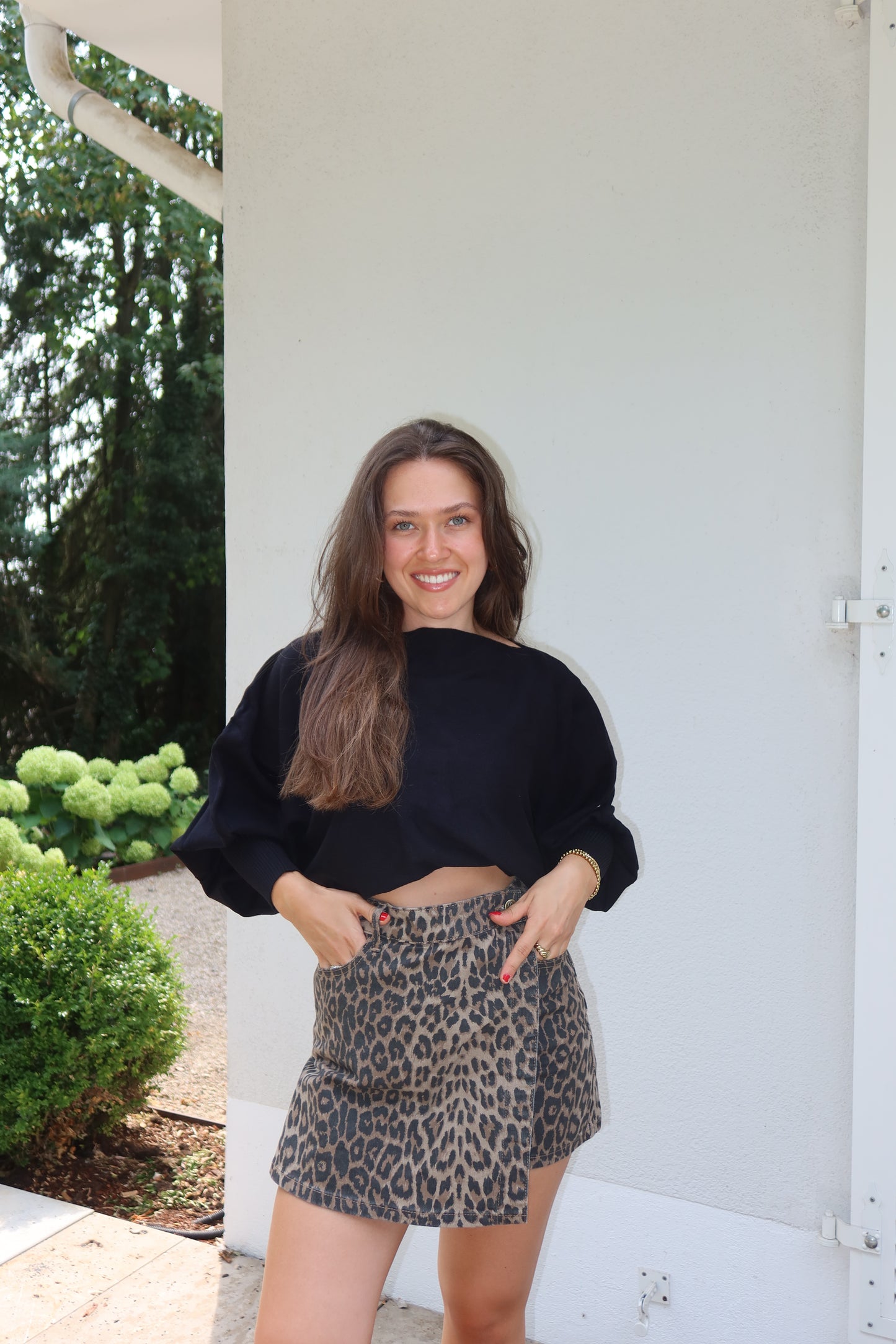 Crop Oversize Strickpulli - Black