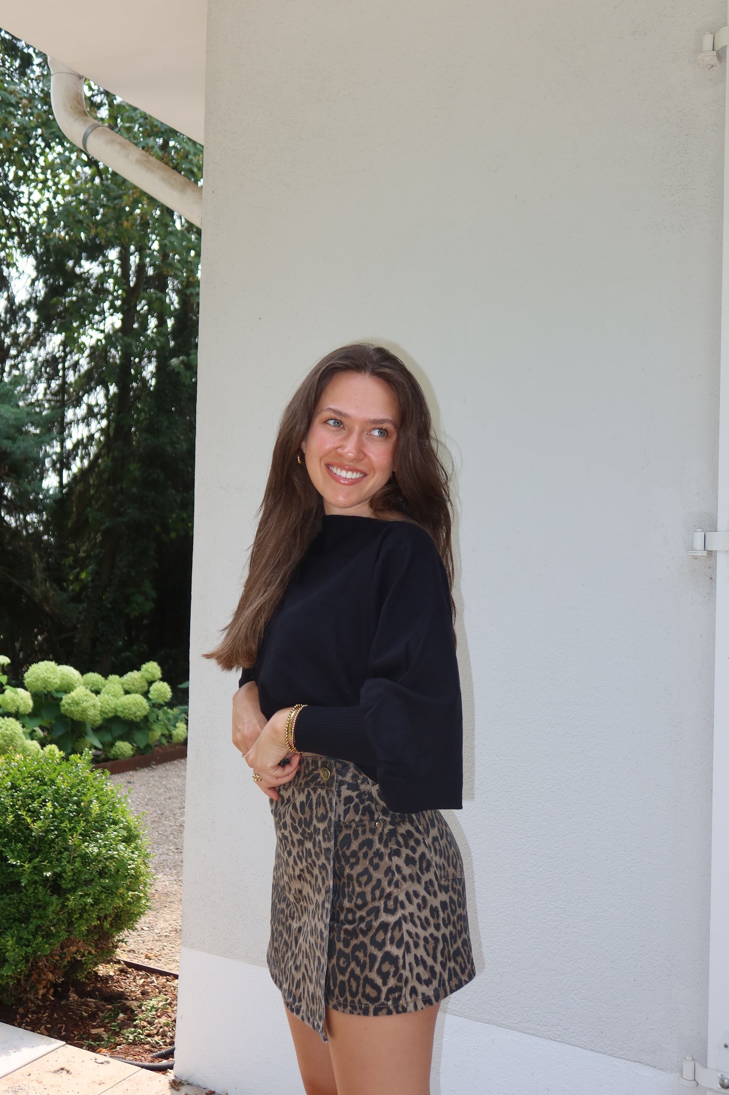 Crop Oversize Strickpulli - Black