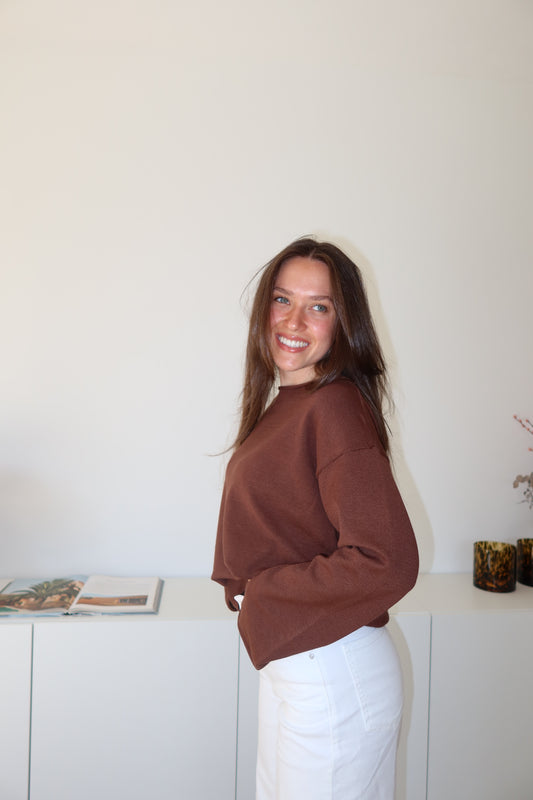 Longsleeve White arm - Brown