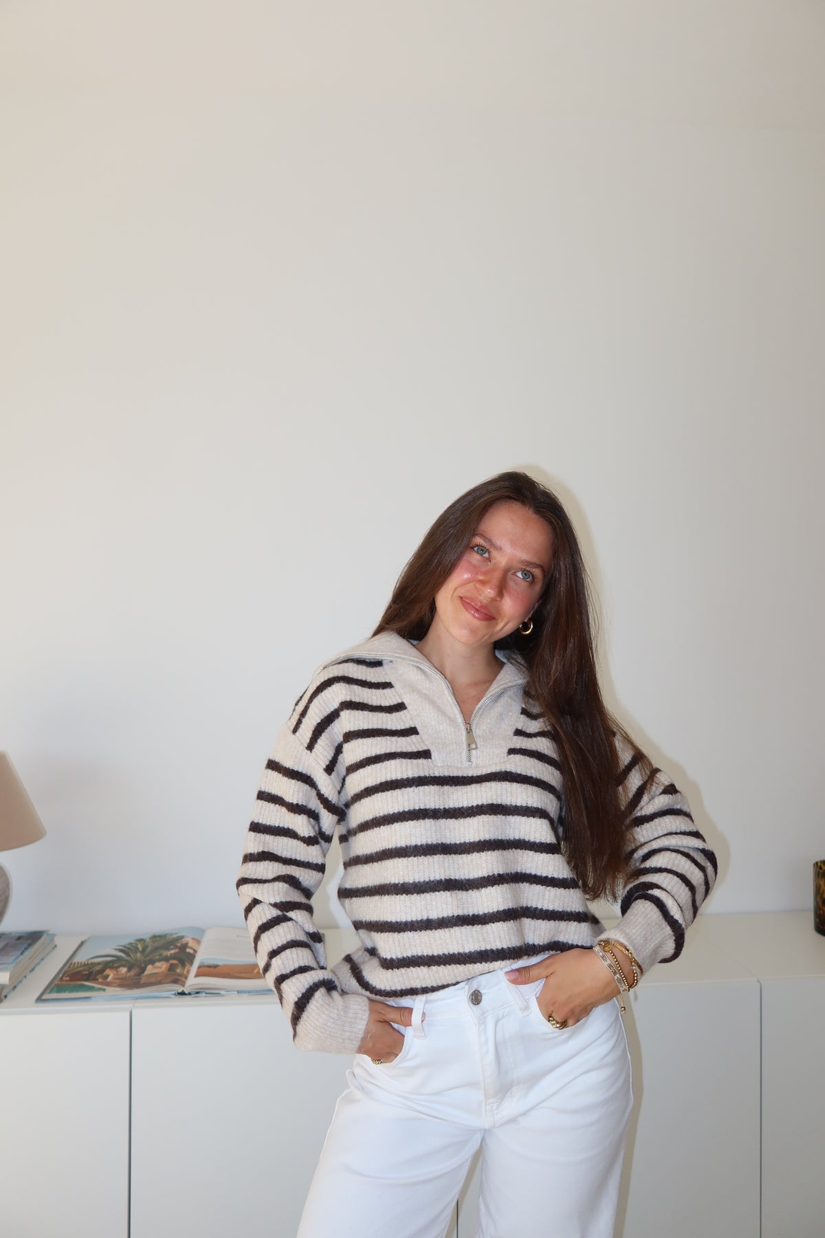 Pullover Zip -Taupe