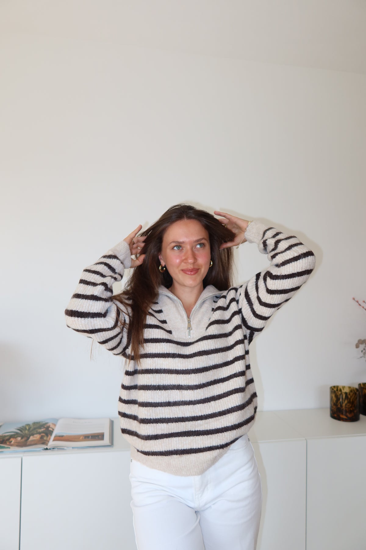Pullover Zip -Taupe